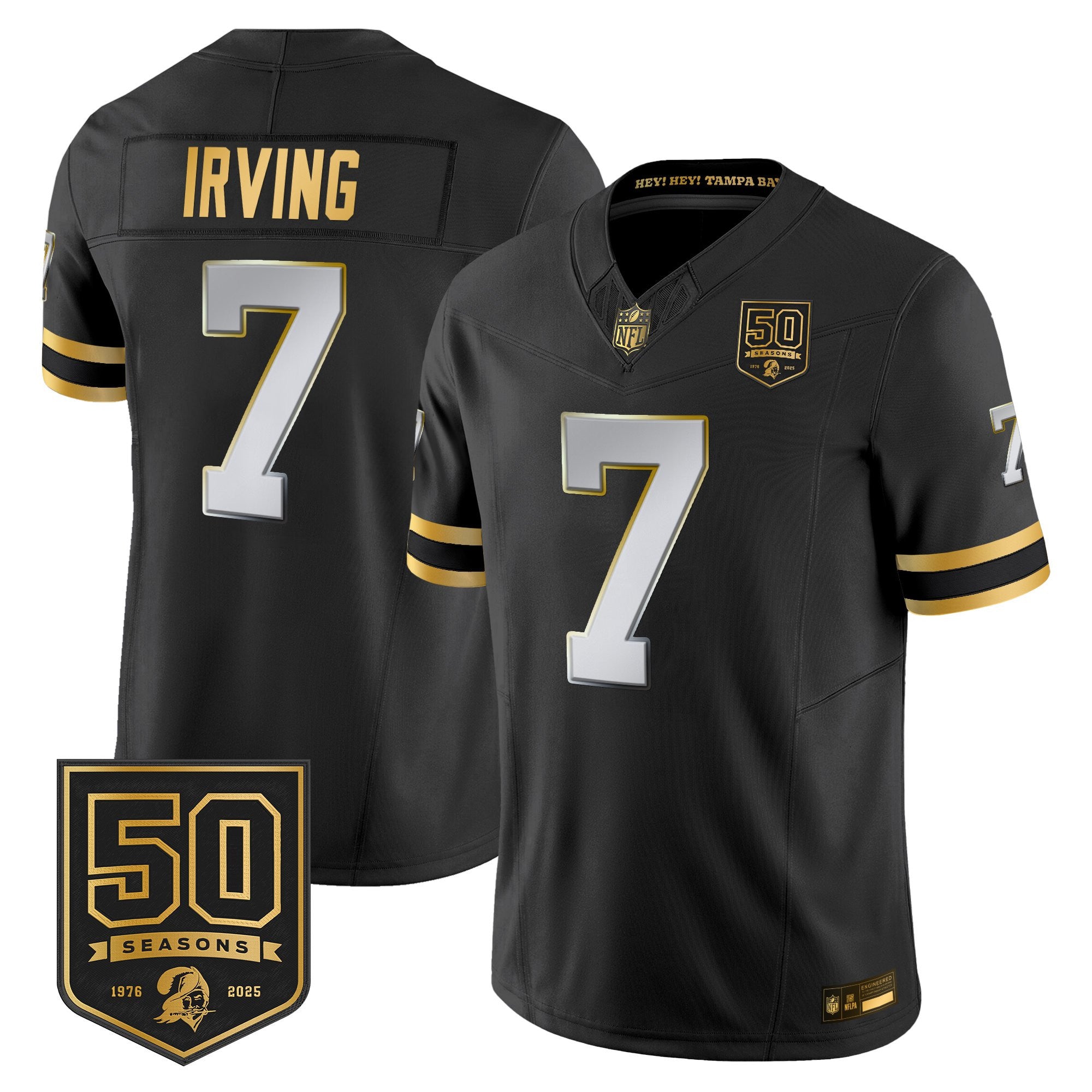 Men's Tampa Bay Buccaneers Throwback 50th Season Patch Gold Vapor Limited Jersey - All Stitched