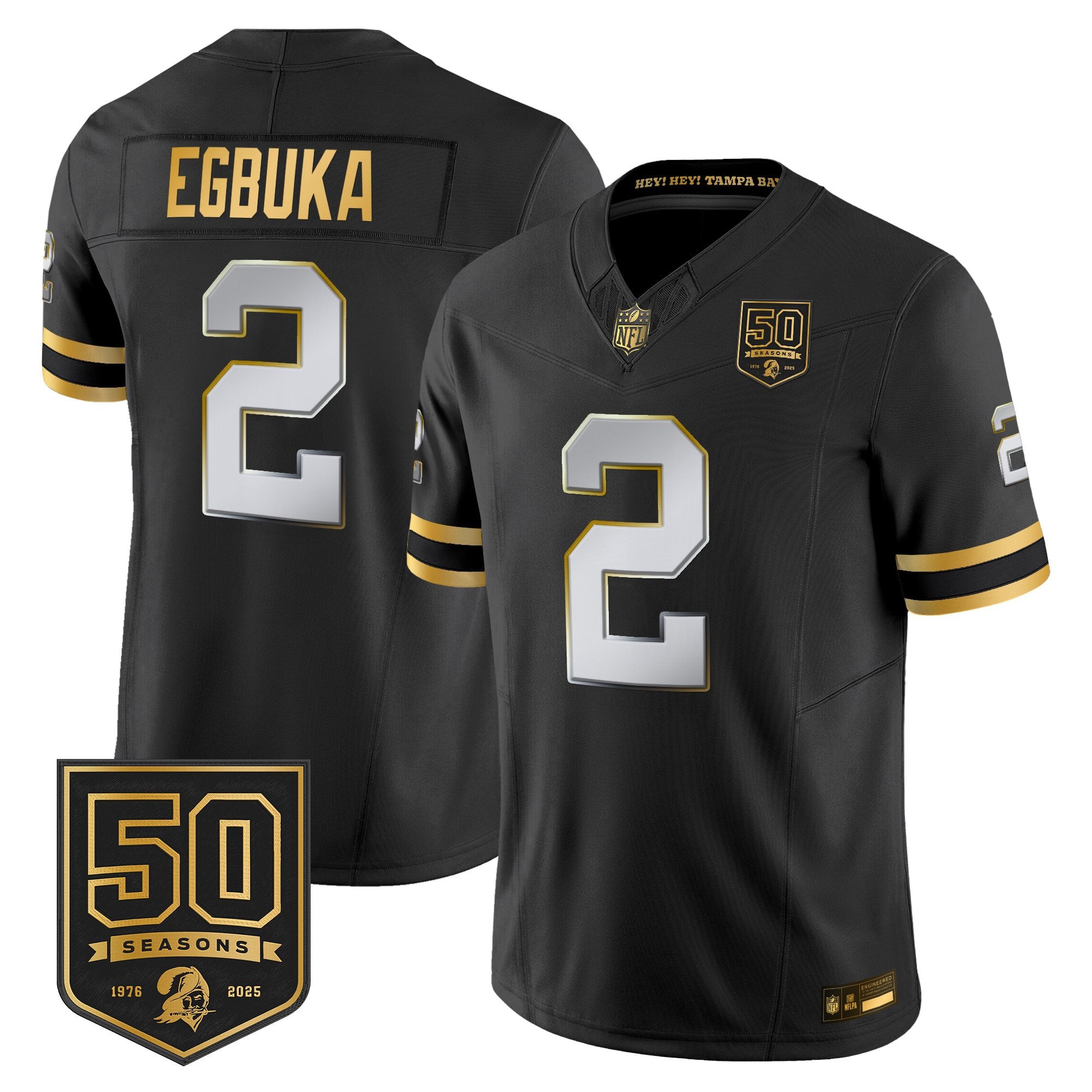 Men's Tampa Bay Buccaneers Throwback 50th Season Patch Gold Vapor Limited Jersey - All Stitched