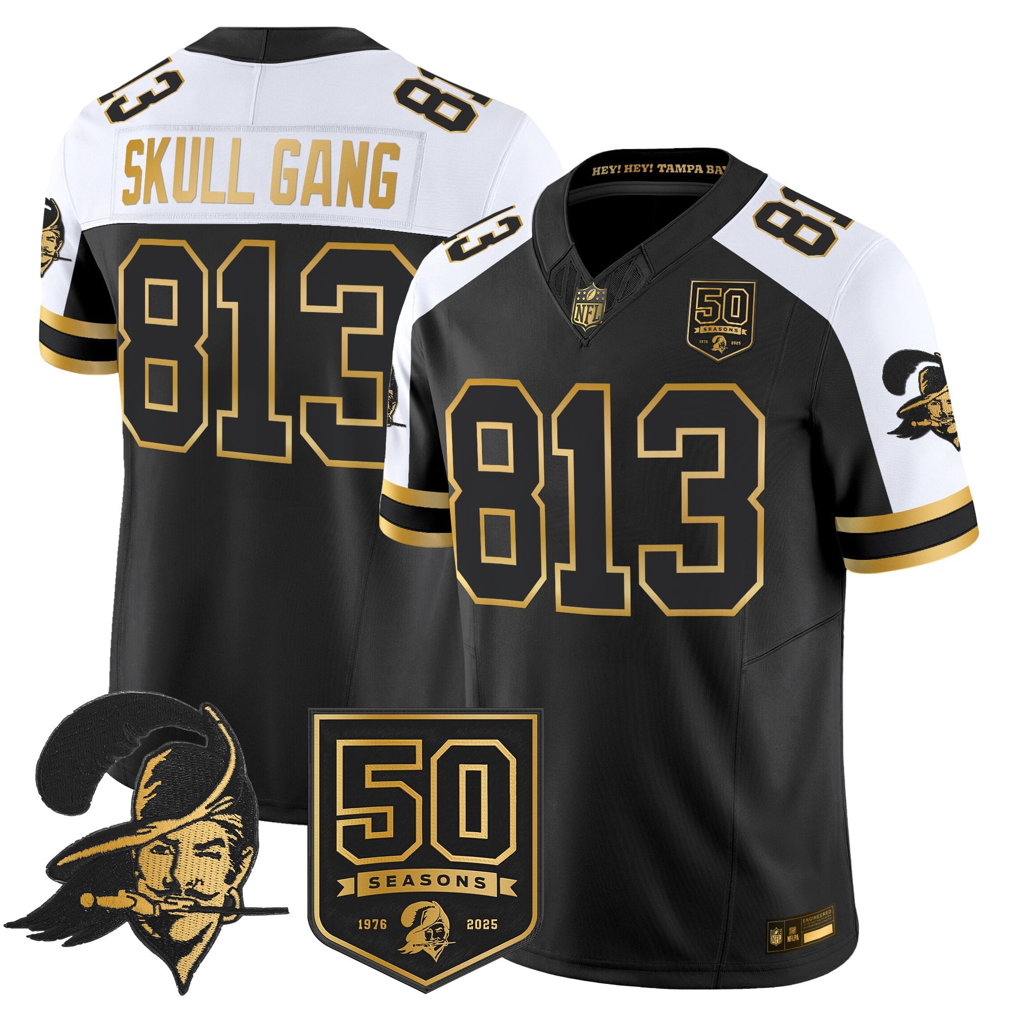 Men's Tampa Bay Buccaneers Throwback 50th Season Patch Gold Vapor Limited Jersey - All Stitched