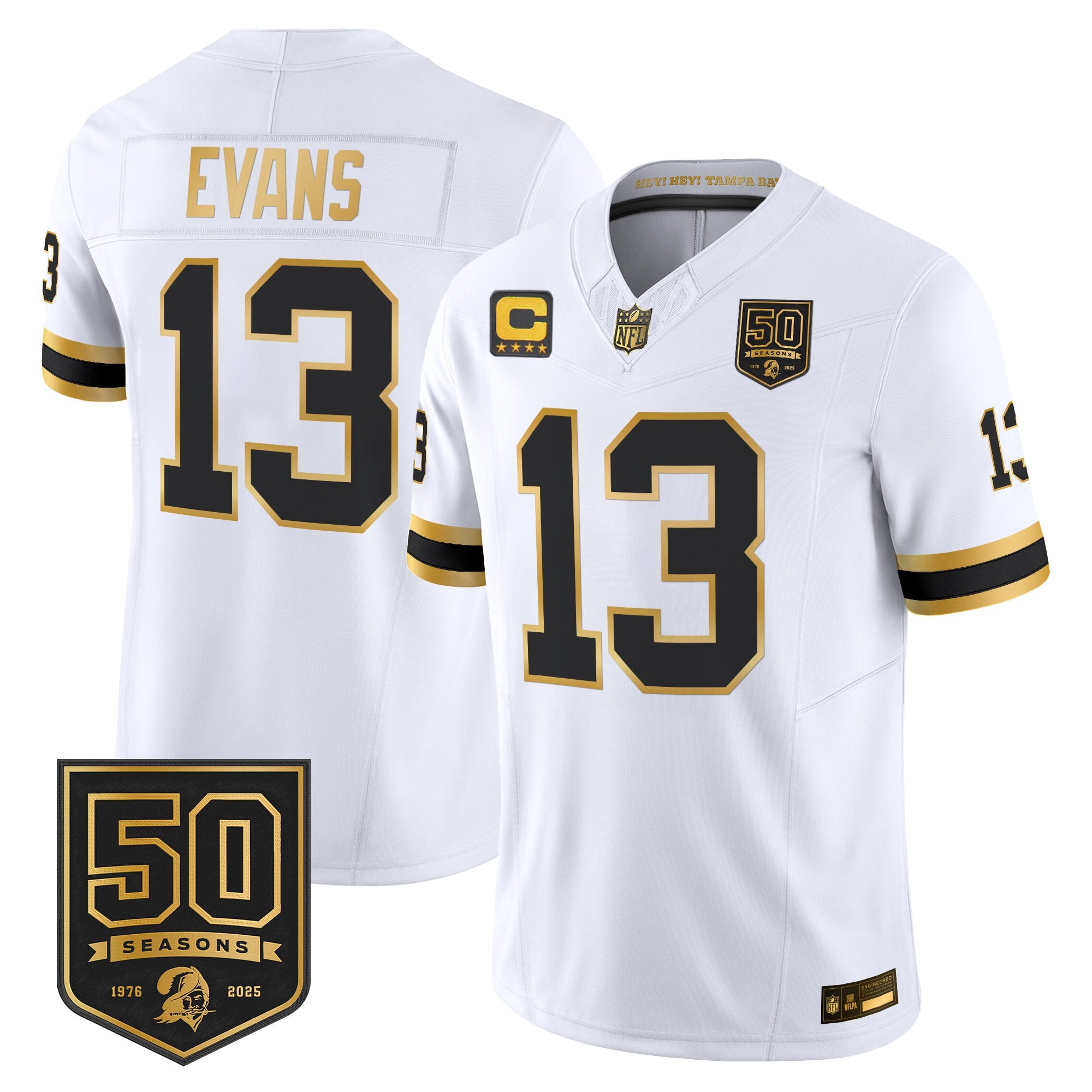 Men's Tampa Bay Buccaneers Throwback 50th Season Patch Gold Vapor Limited Jersey - All Stitched