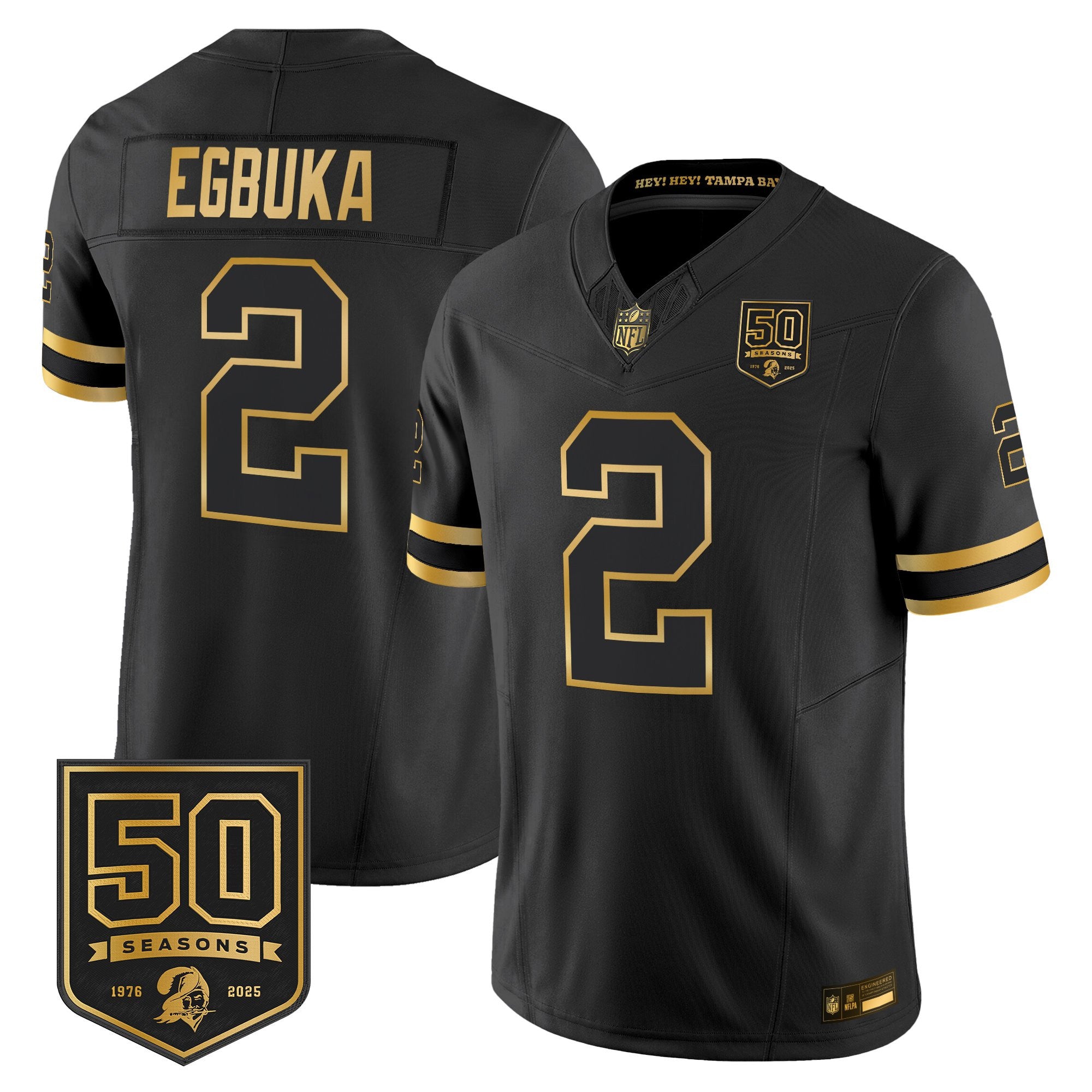 Men's Tampa Bay Buccaneers Throwback 50th Season Patch Gold Vapor Limited Jersey - All Stitched