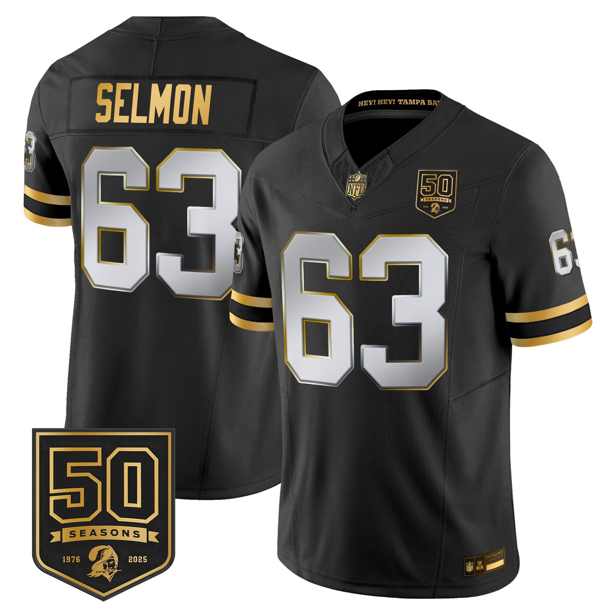 Men's Tampa Bay Buccaneers Throwback 50th Season Patch Gold Vapor Limited Jersey - All Stitched
