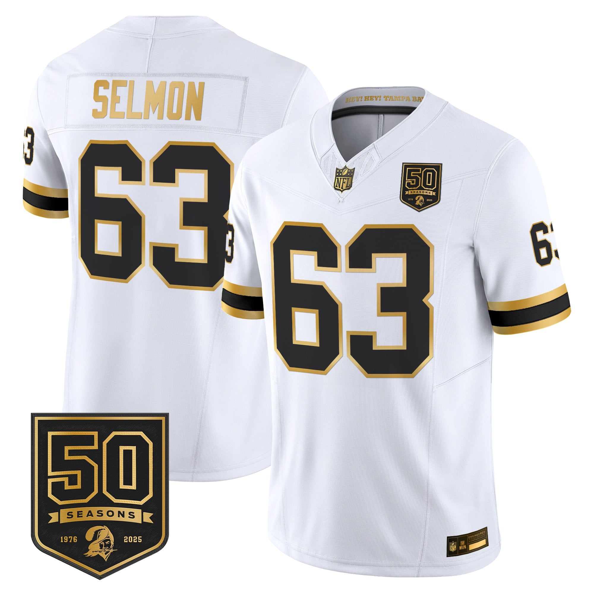 Men's Tampa Bay Buccaneers Throwback 50th Season Patch Gold Vapor Limited Jersey - All Stitched