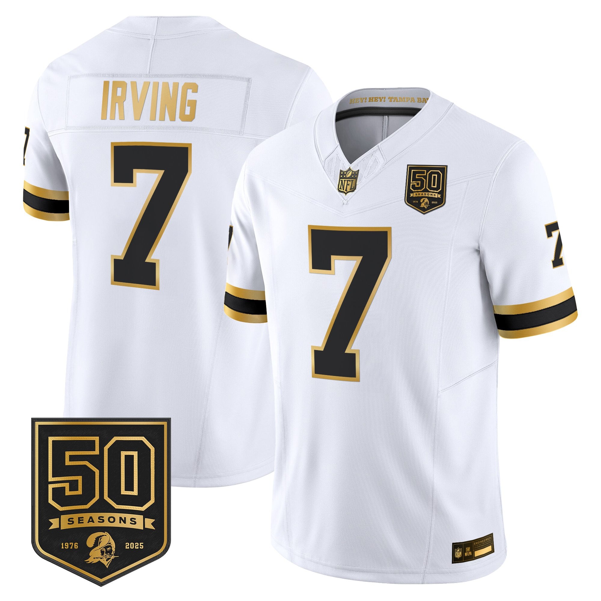 Men's Tampa Bay Buccaneers Throwback 50th Season Patch Gold Vapor Limited Jersey - All Stitched