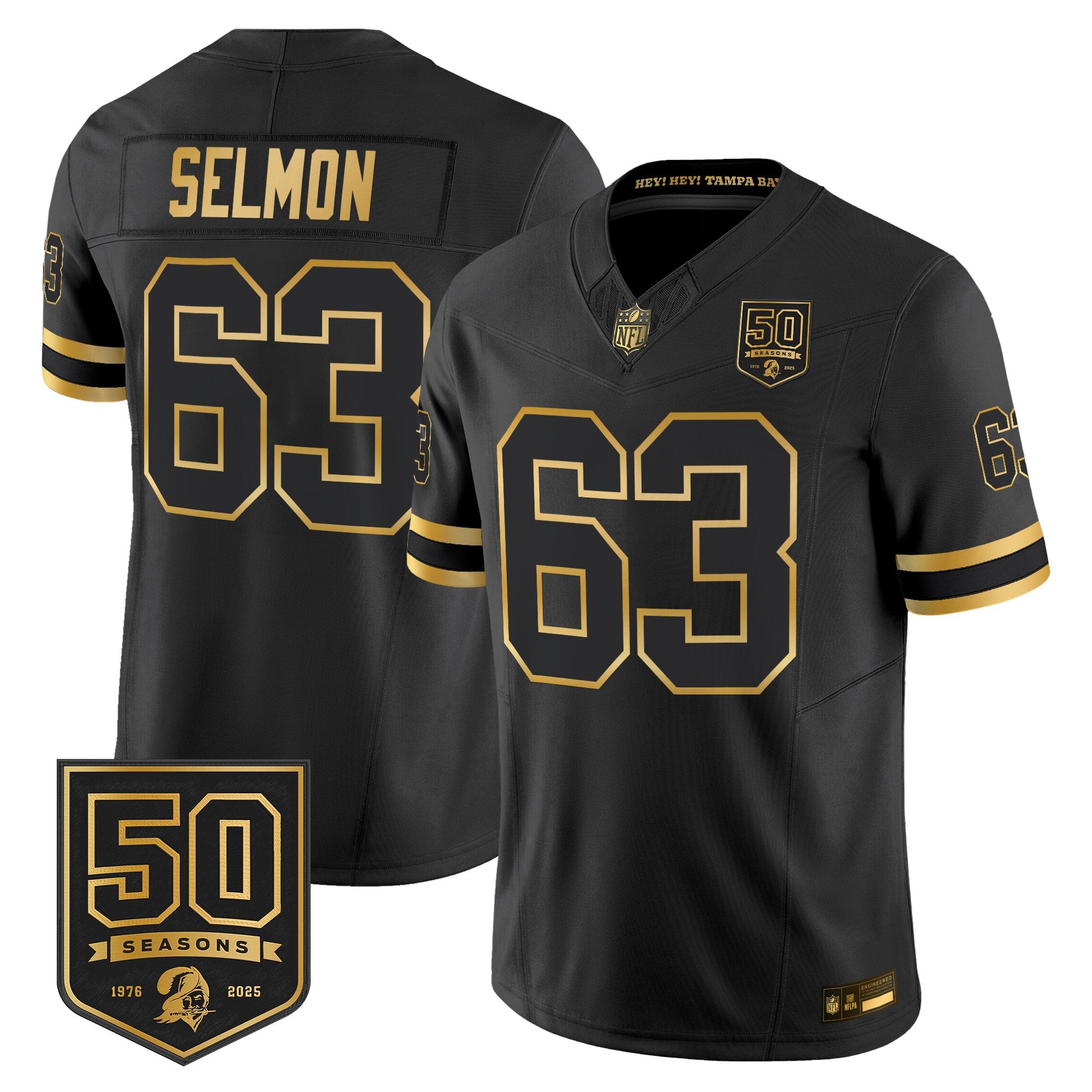 Men's Tampa Bay Buccaneers Throwback 50th Season Patch Gold Vapor Limited Jersey - All Stitched