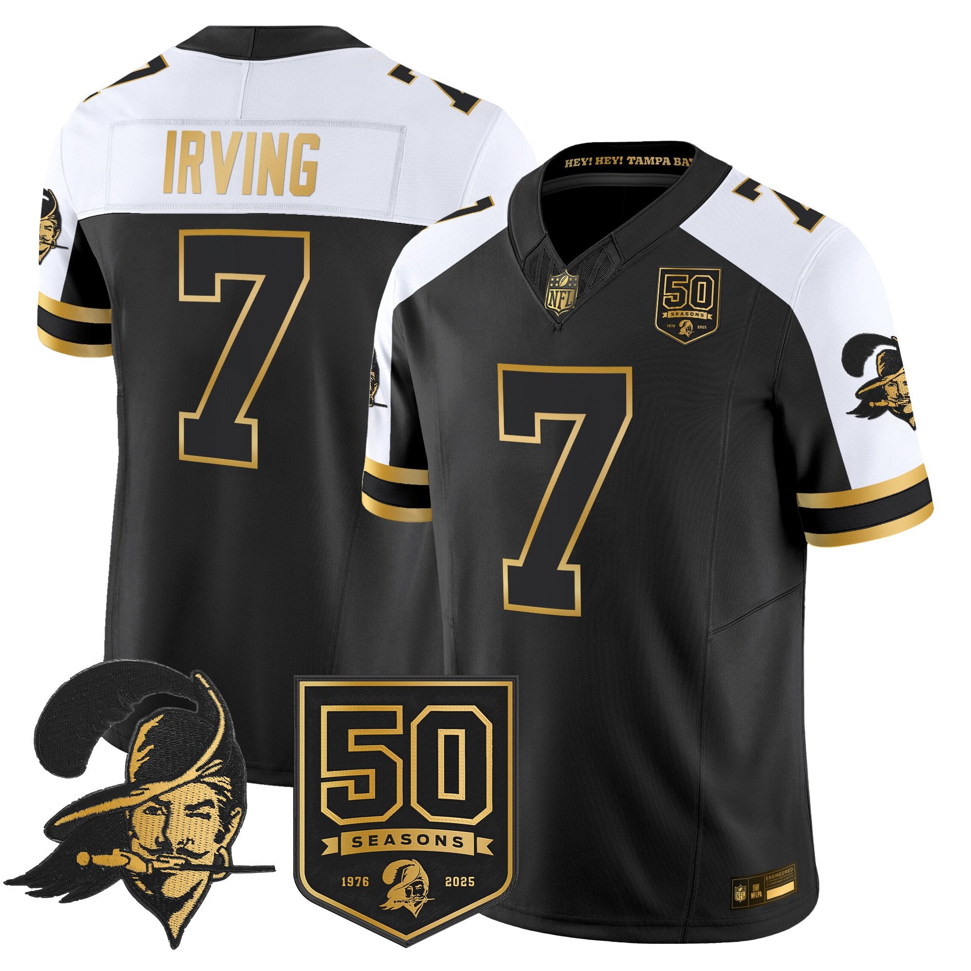 Men's Tampa Bay Buccaneers Throwback 50th Season Patch Gold Vapor Limited Jersey - All Stitched