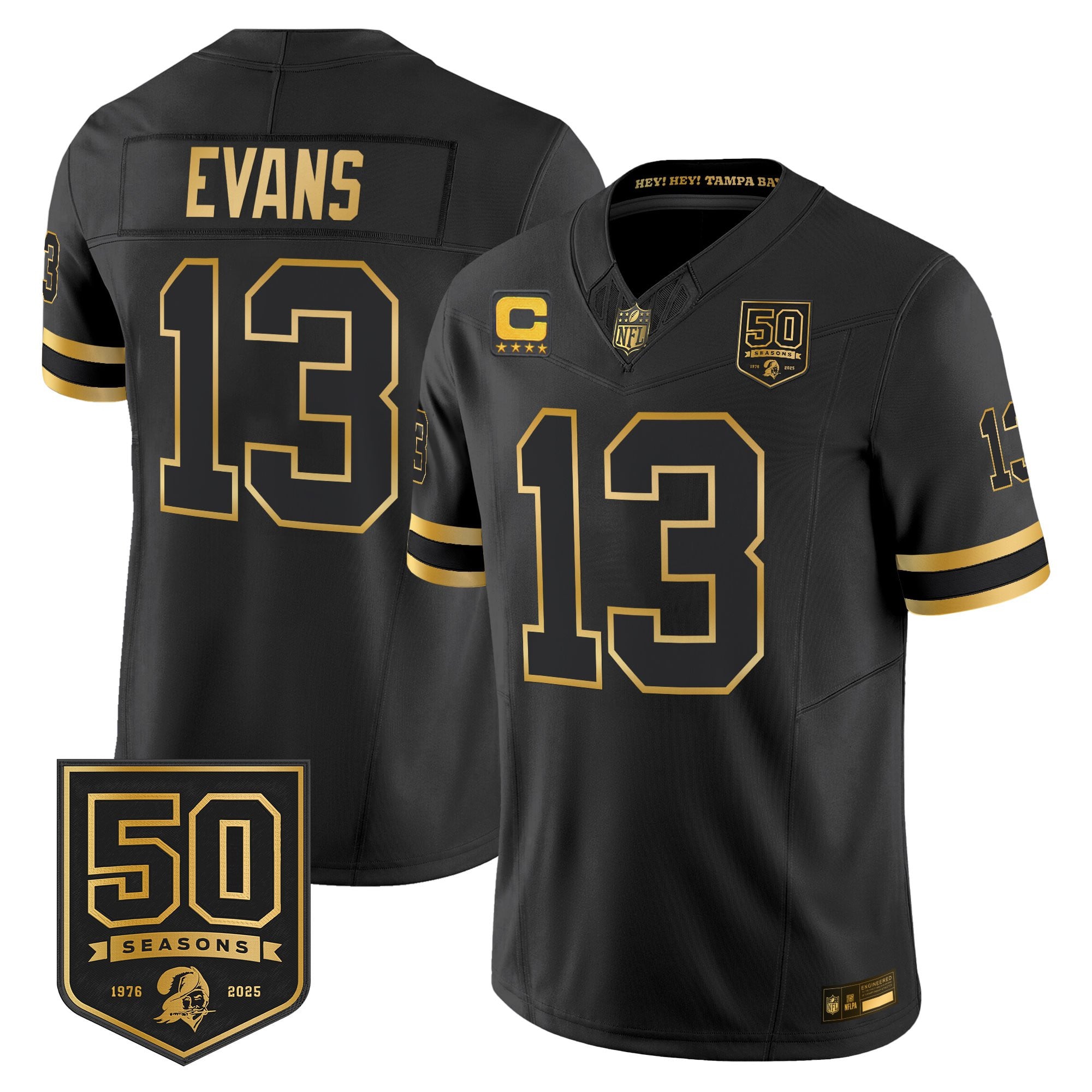 Men's Tampa Bay Buccaneers Throwback 50th Season Patch Gold Vapor Limited Jersey - All Stitched