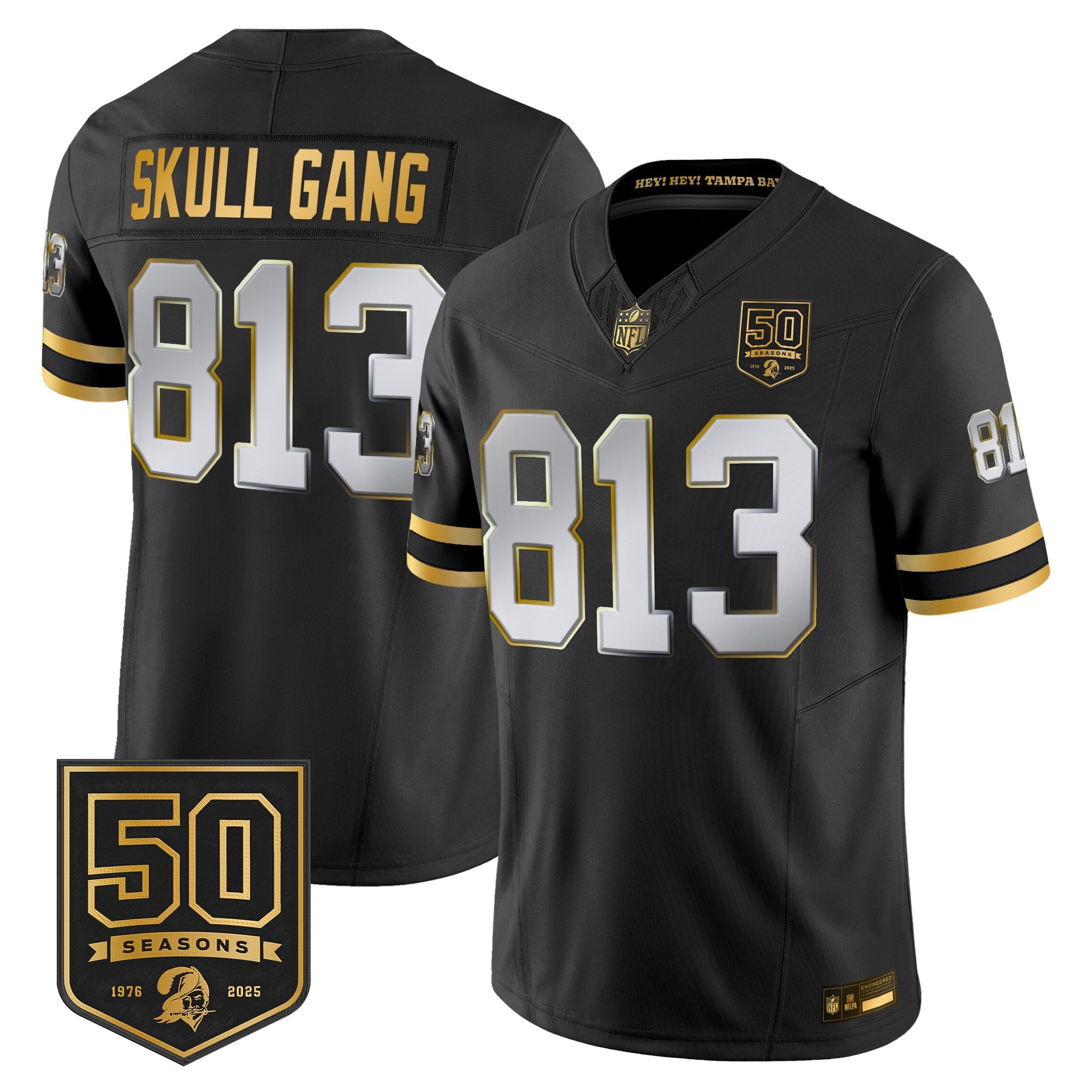 Men's Tampa Bay Buccaneers Throwback 50th Season Patch Gold Vapor Limited Jersey - All Stitched