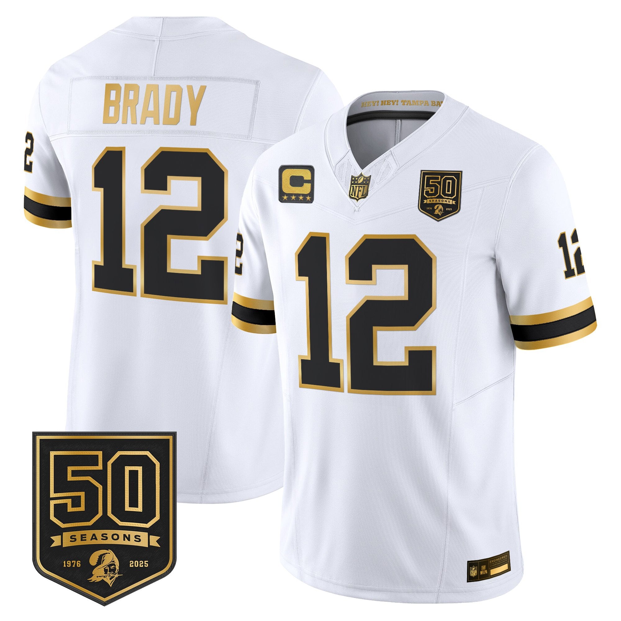 Men's Tampa Bay Buccaneers Throwback 50th Season Patch Gold Vapor Limited Jersey - All Stitched
