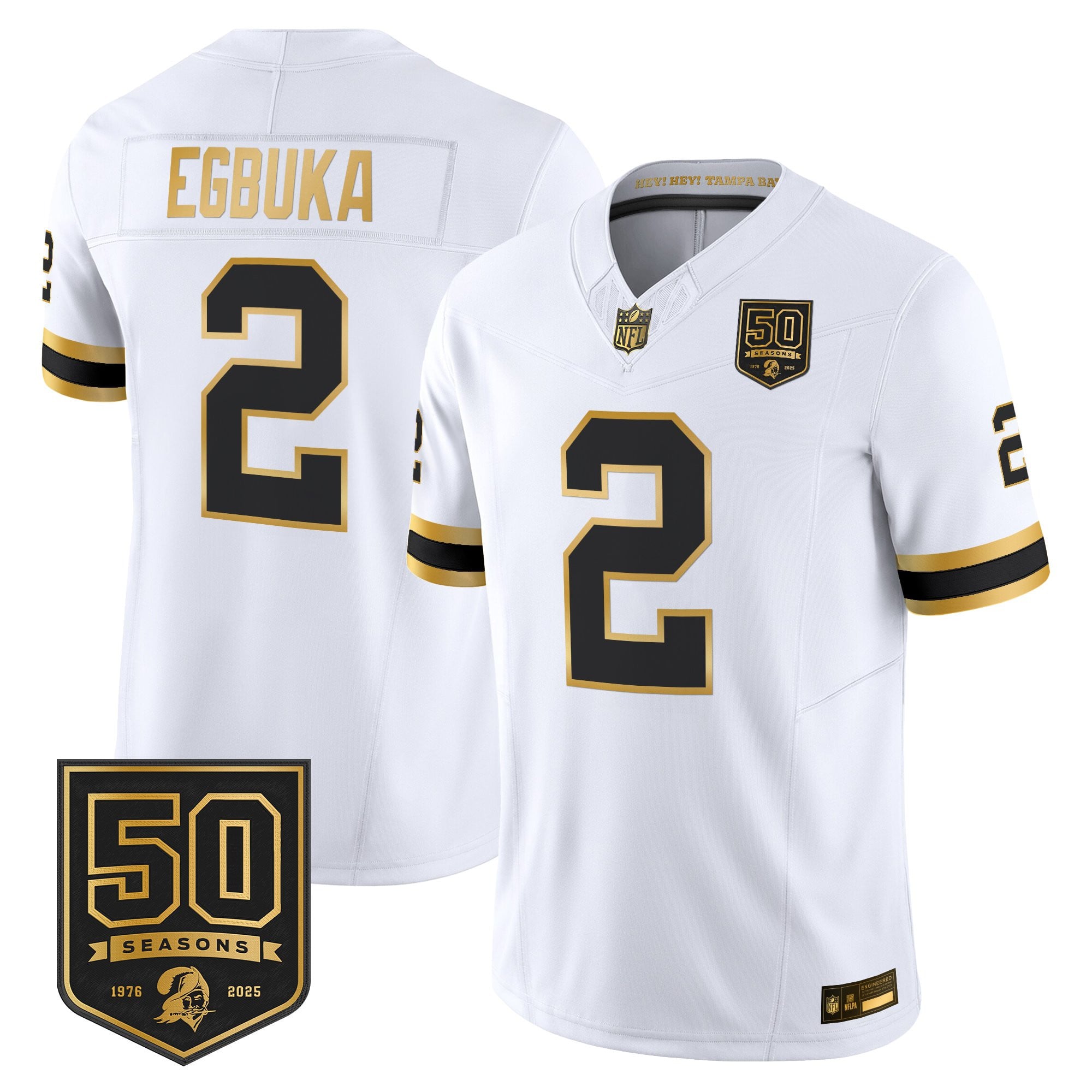 Men's Tampa Bay Buccaneers Throwback 50th Season Patch Gold Vapor Limited Jersey - All Stitched