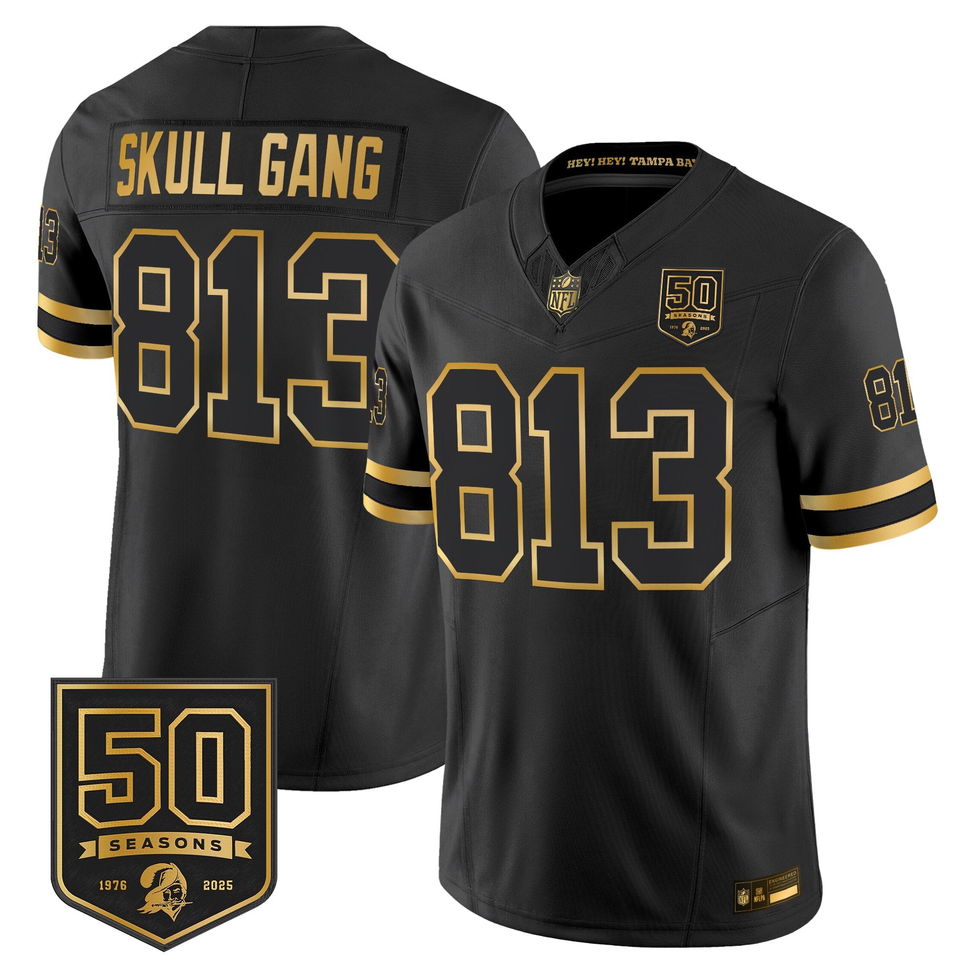 Men's Tampa Bay Buccaneers Throwback 50th Season Patch Gold Vapor Limited Jersey - All Stitched