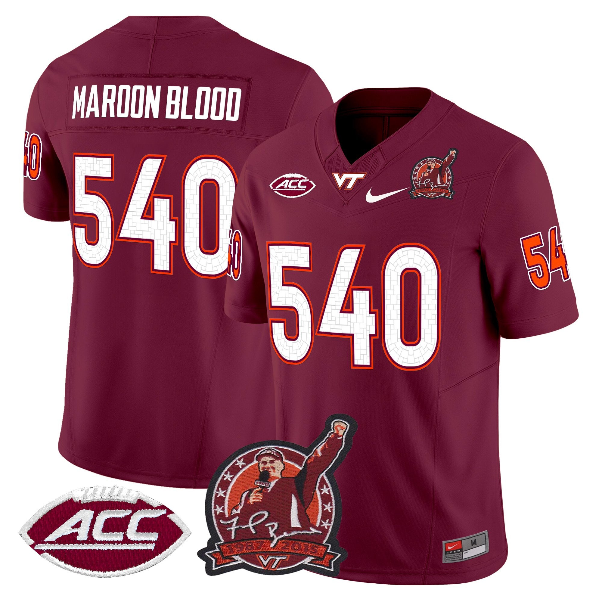 Men's Virginia Tech Hokies Coach Frank Beamer Patch 2025 Vapor Limited Jersey - All Stitched