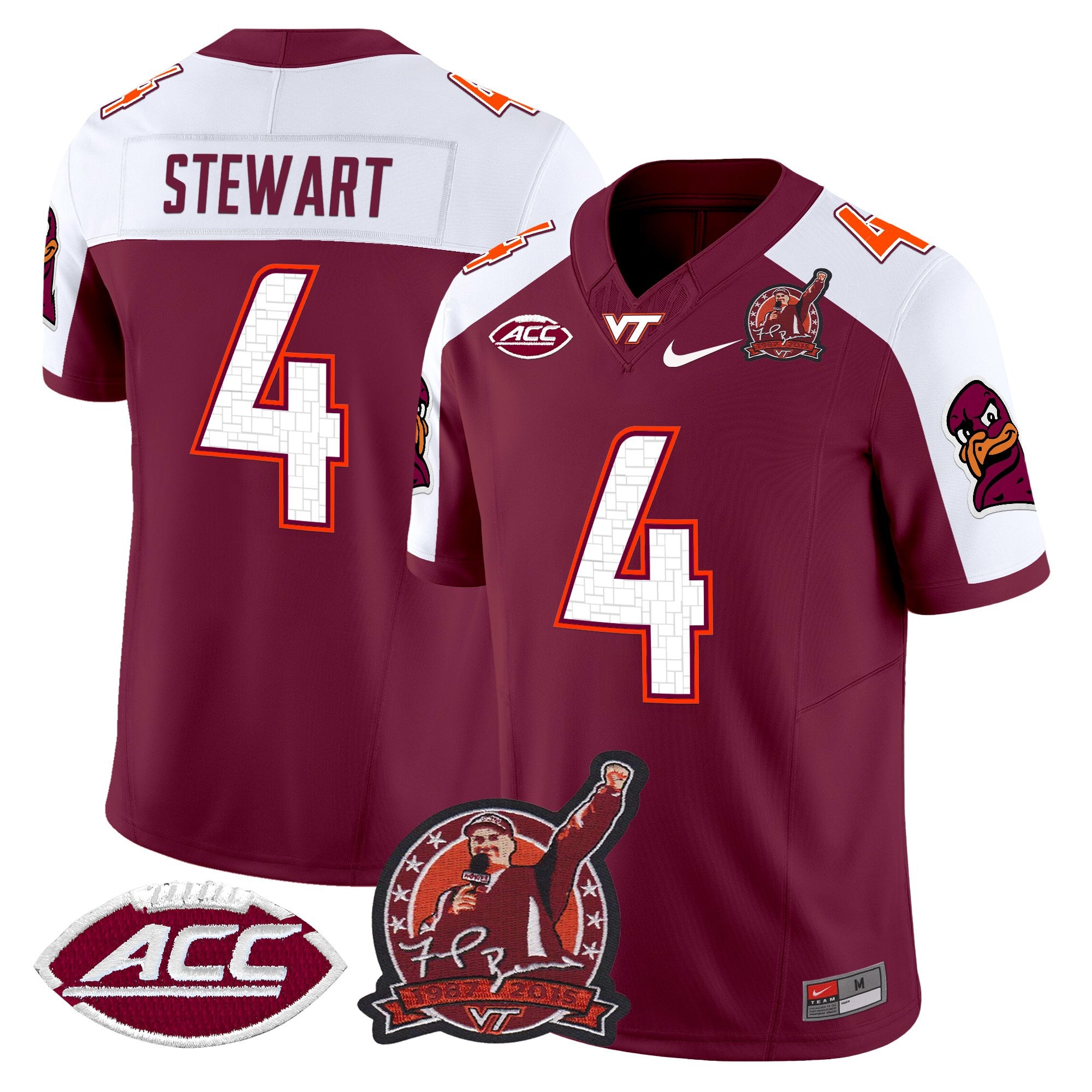 Men's Virginia Tech Hokies Coach Frank Beamer Patch 2025 Vapor Limited Jersey - All Stitched