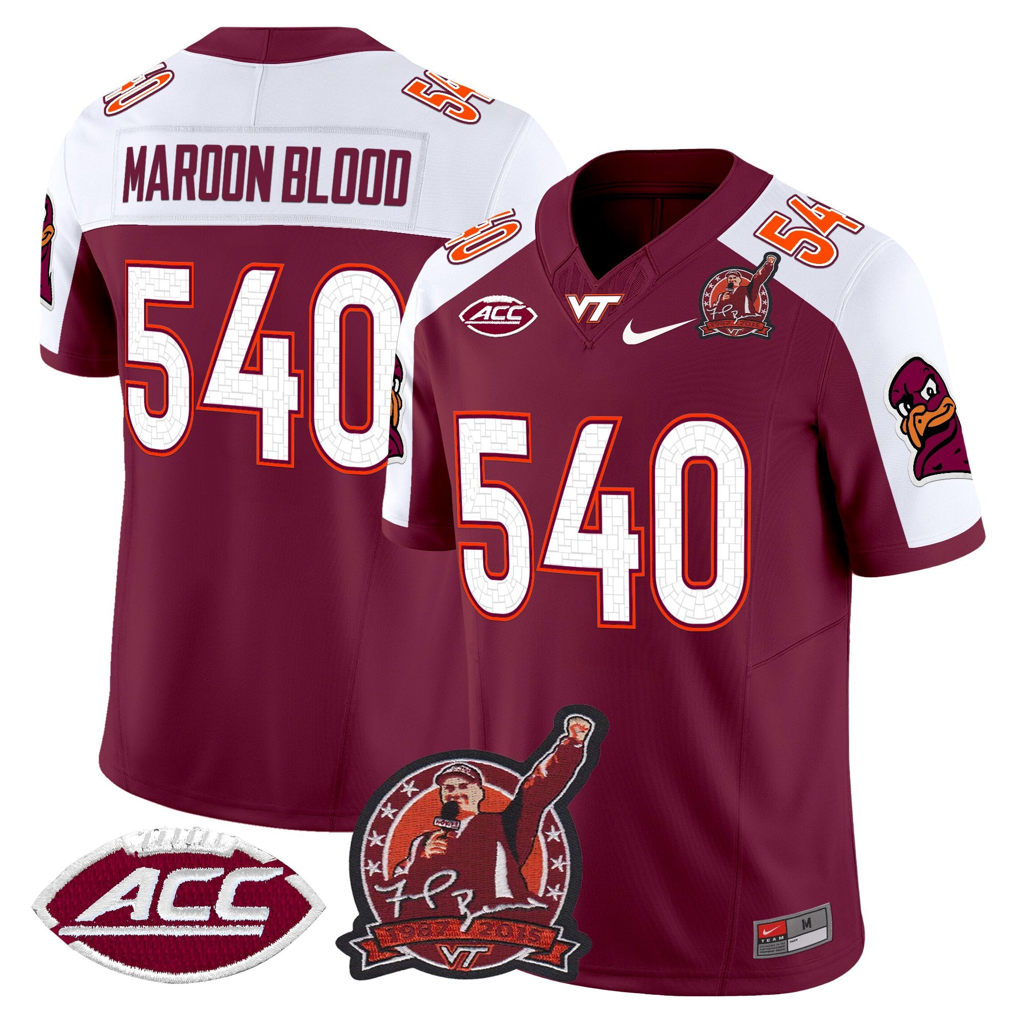 Men's Virginia Tech Hokies Coach Frank Beamer Patch 2025 Vapor Limited Jersey - All Stitched