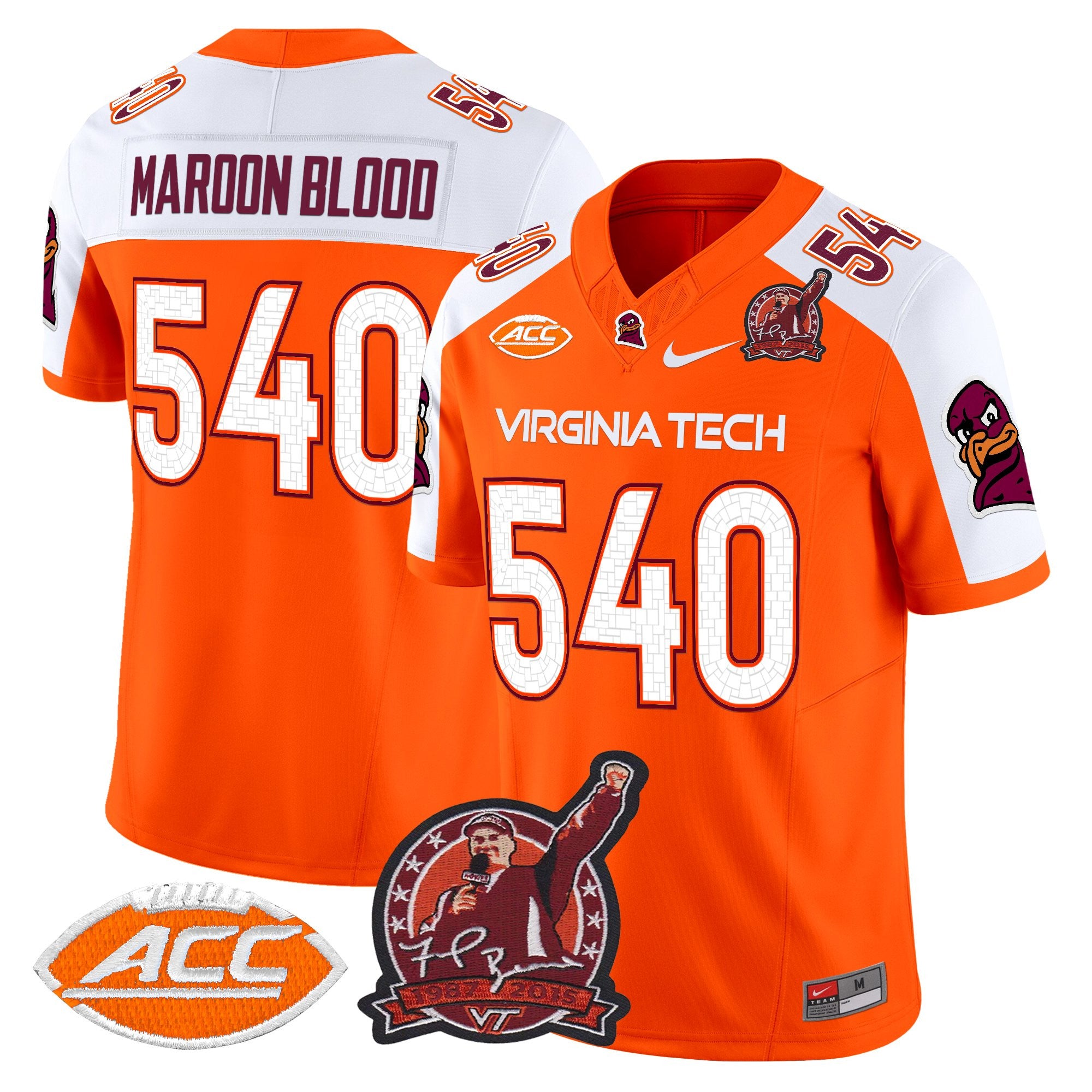 Men's Virginia Tech Hokies Coach Frank Beamer Patch 2025 Vapor Limited Jersey - All Stitched
