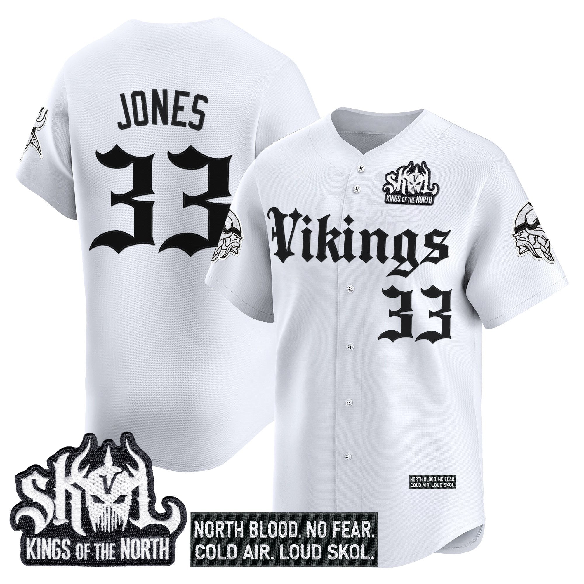 Men's Minnesota Vikings 'Gothic Norseblood Edition' Vapor Baseball Jersey - All Stitched