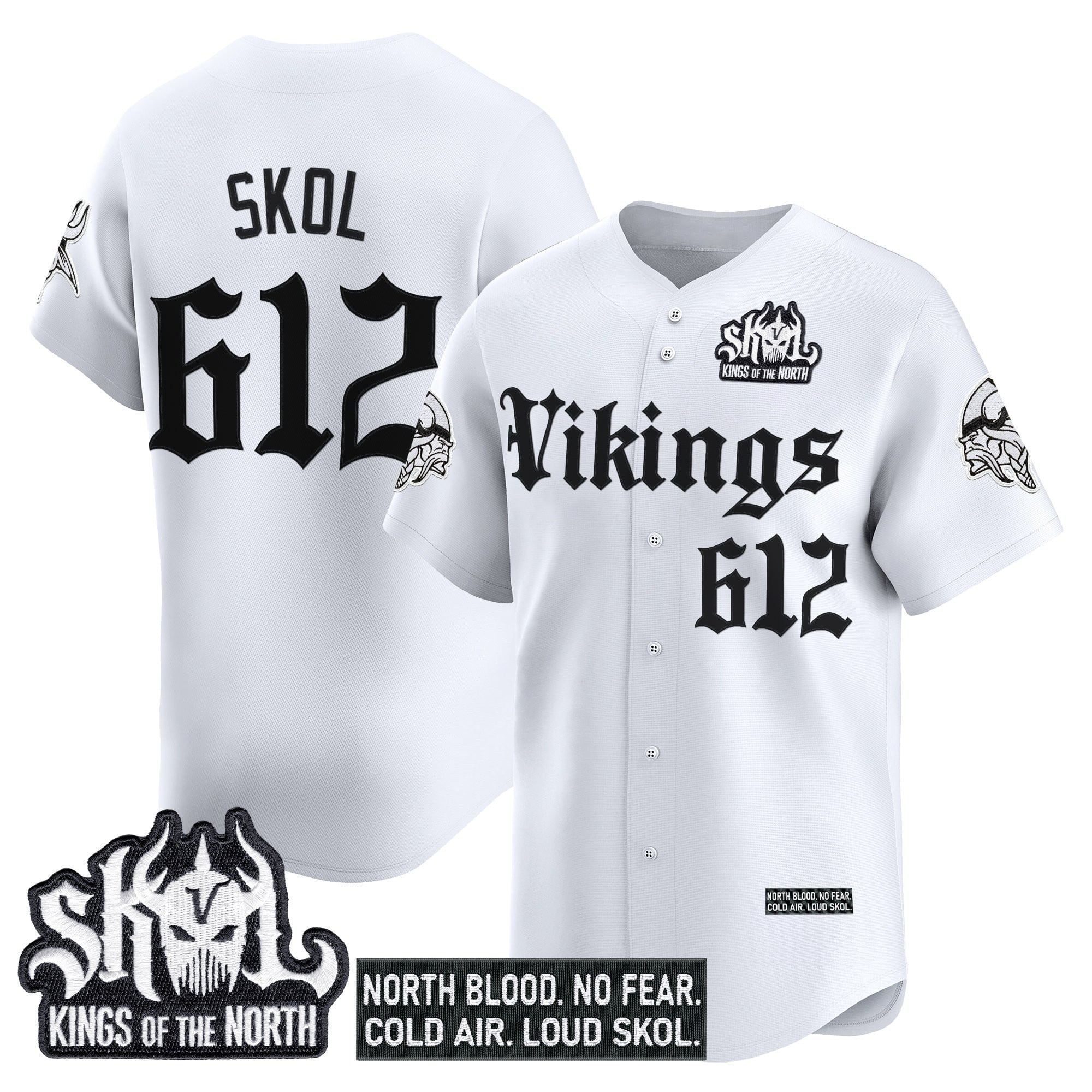 Men's Minnesota Vikings 'Gothic Norseblood Edition' Vapor Baseball Jersey - All Stitched