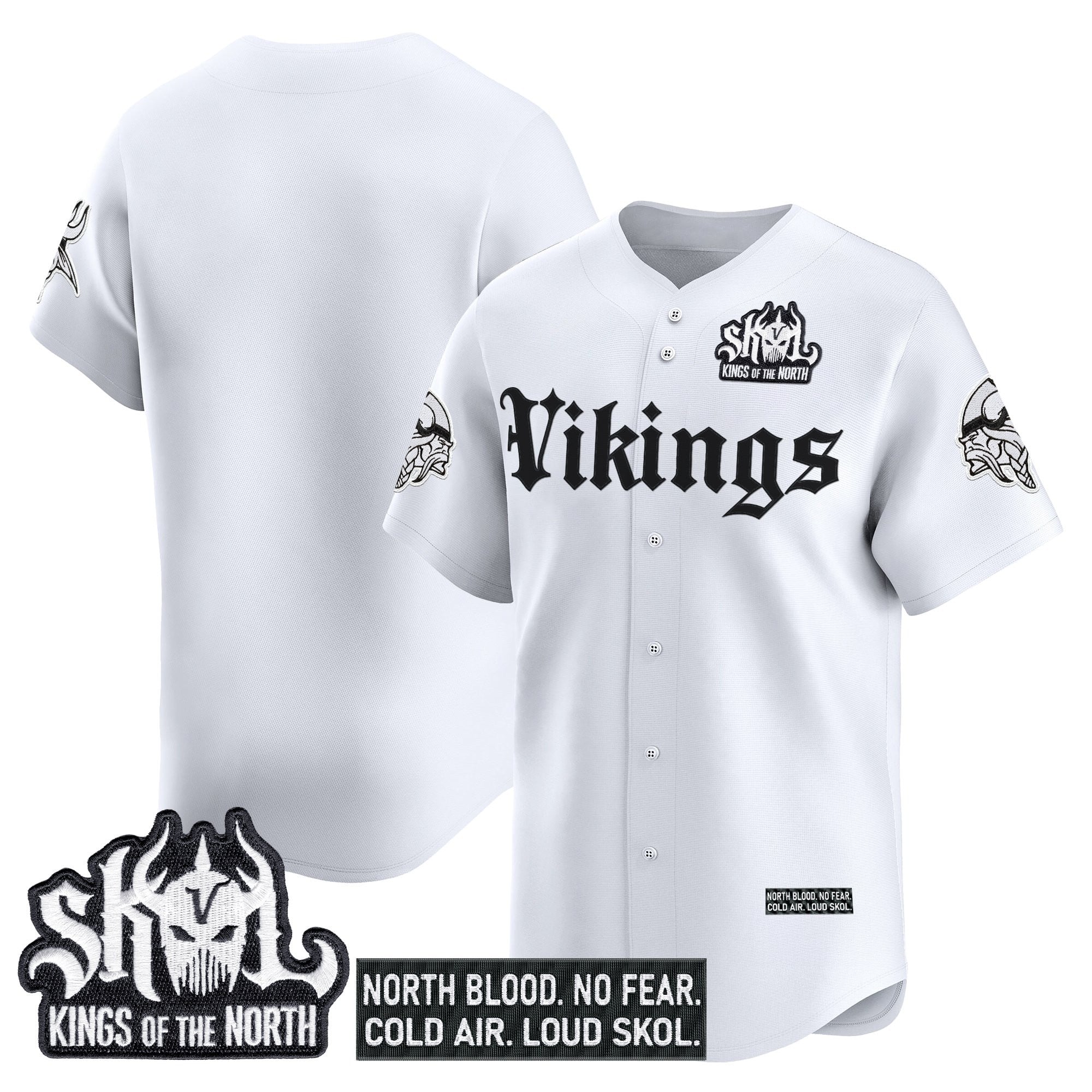 Men's Minnesota Vikings 'Gothic Norseblood Edition' Vapor Baseball Jersey - All Stitched