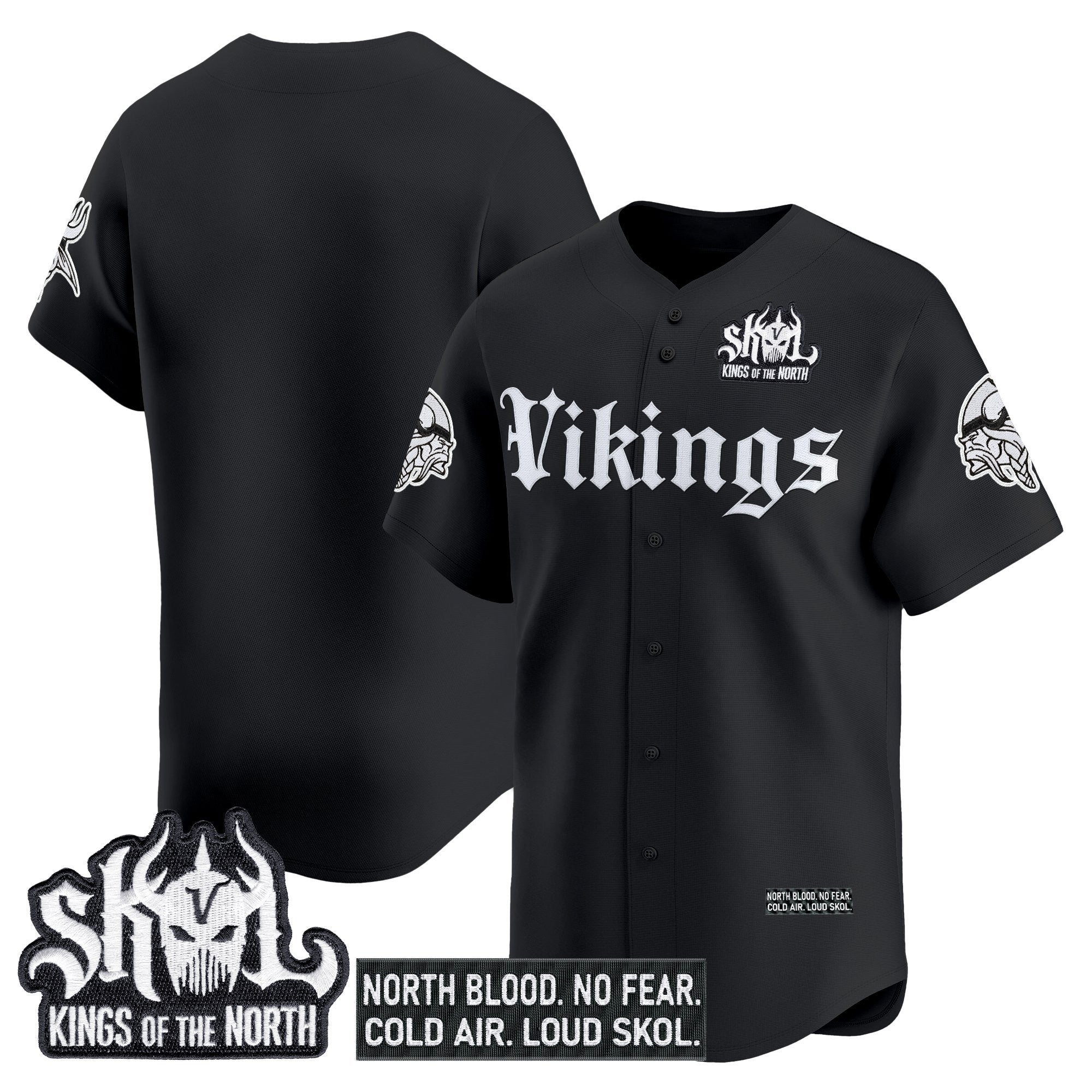 Men's Minnesota Vikings 'Gothic Norseblood Edition' Vapor Baseball Jersey - All Stitched