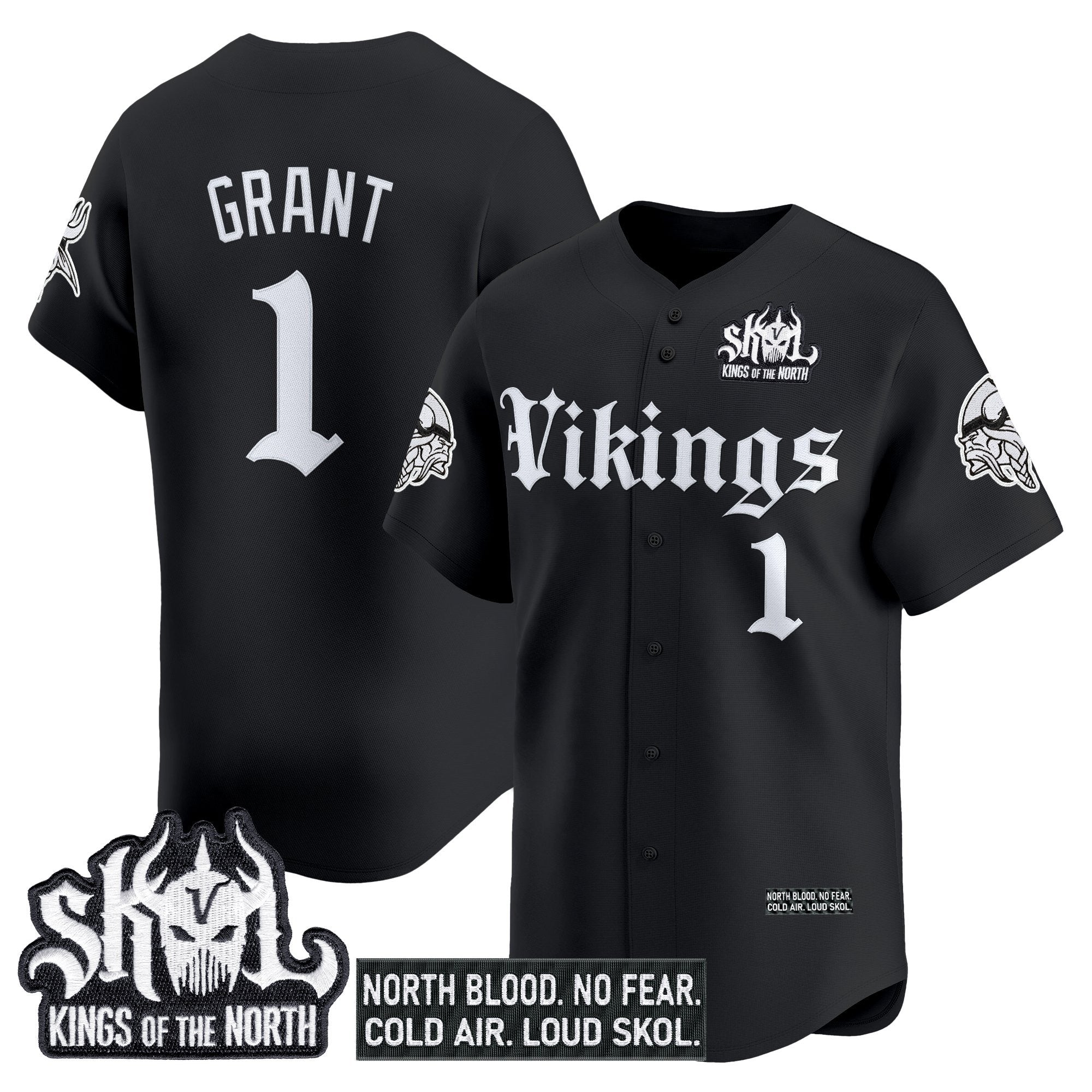 Men's Minnesota Vikings 'Gothic Norseblood Edition' Vapor Baseball Jersey - All Stitched