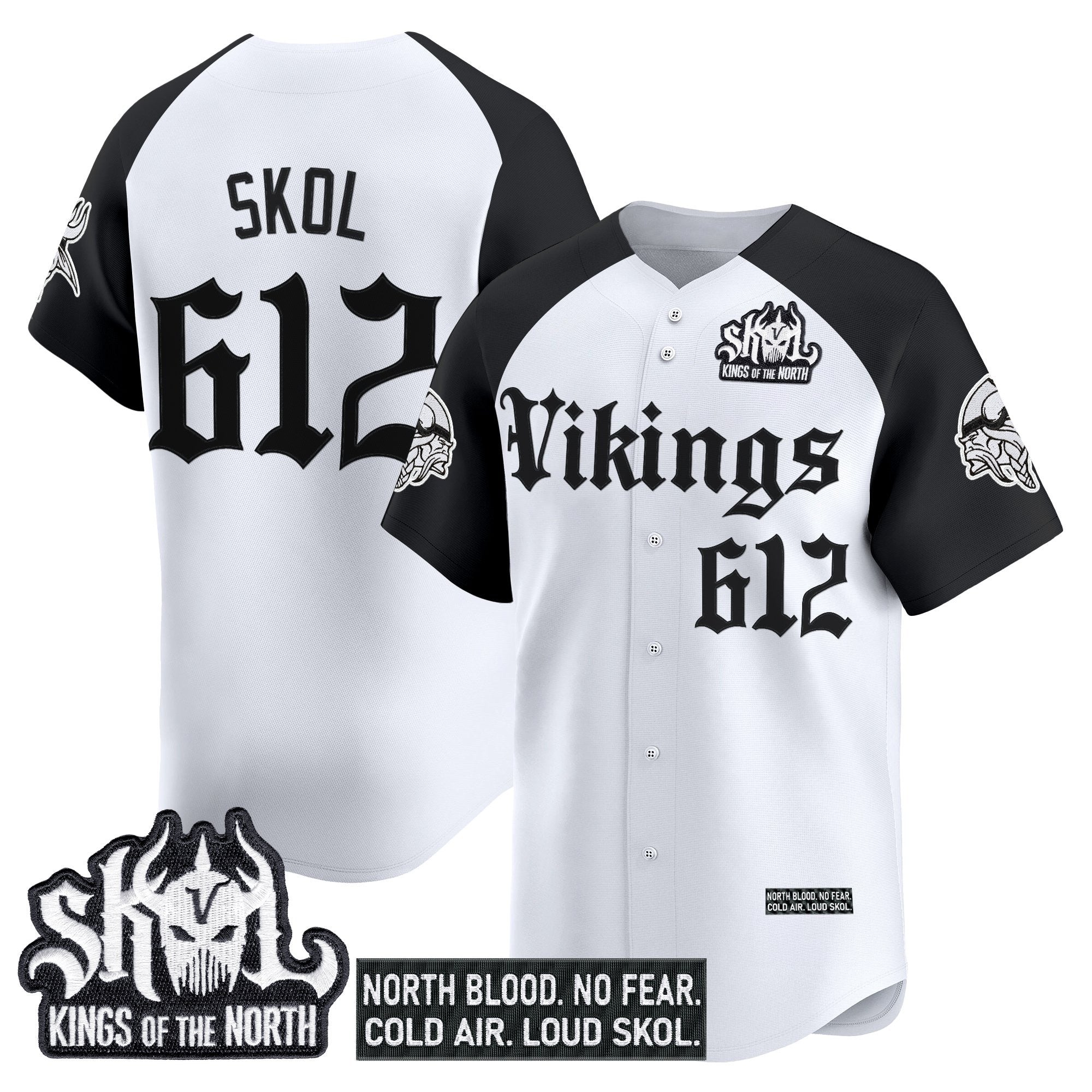 Men's Minnesota Vikings 'Gothic Norseblood Edition' Vapor Baseball Jersey - All Stitched