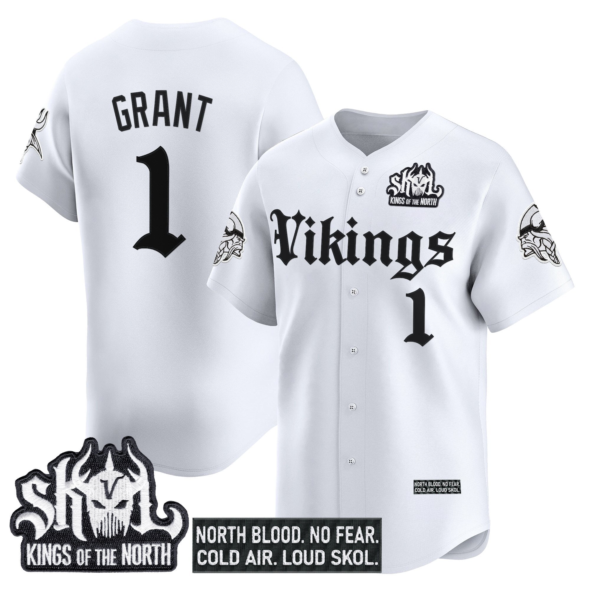 Men's Minnesota Vikings 'Gothic Norseblood Edition' Vapor Baseball Jersey - All Stitched
