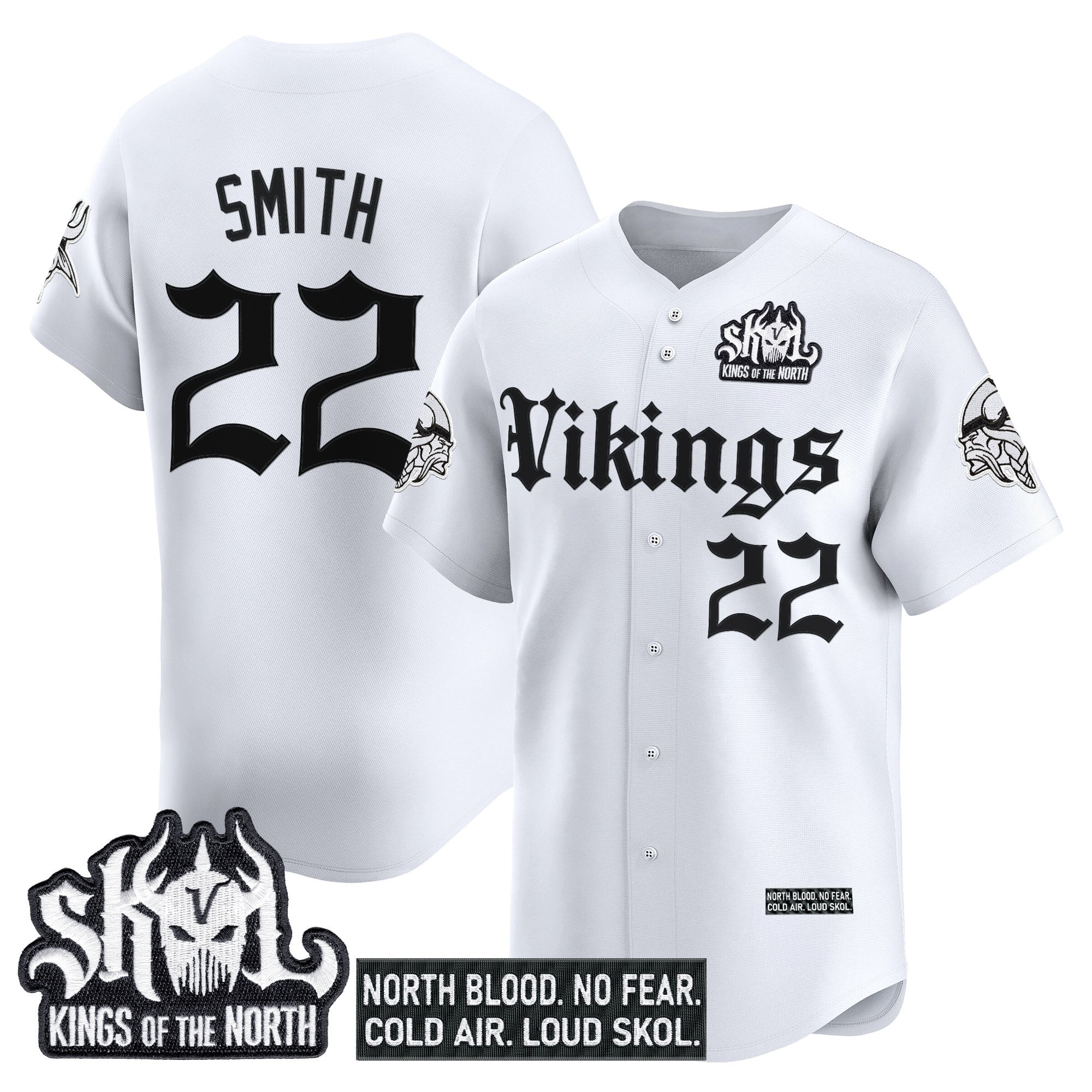 Men's Minnesota Vikings 'Gothic Norseblood Edition' Vapor Baseball Jersey - All Stitched
