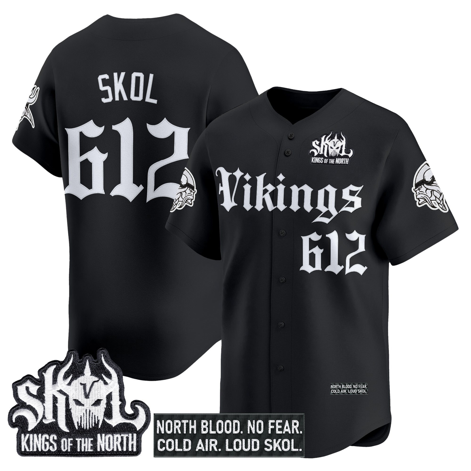 Men's Minnesota Vikings 'Gothic Norseblood Edition' Vapor Baseball Jersey - All Stitched