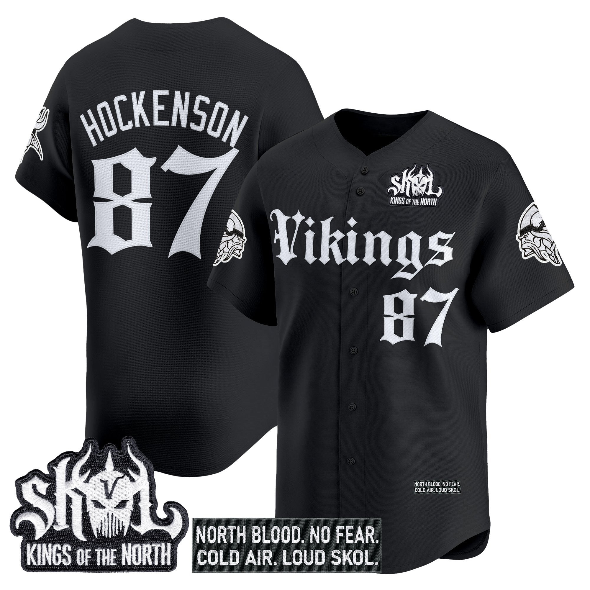 Men's Minnesota Vikings 'Gothic Norseblood Edition' Vapor Baseball Jersey - All Stitched