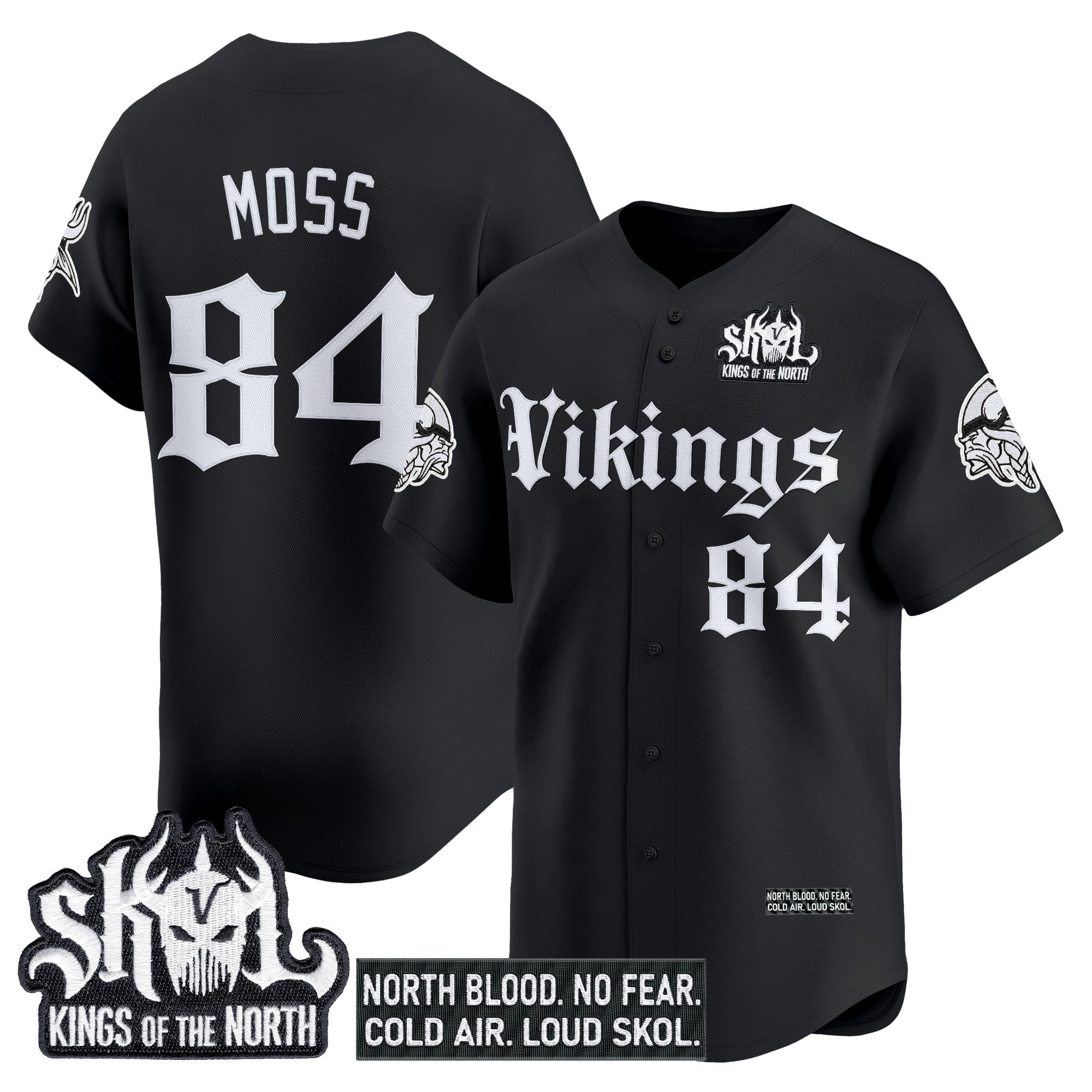 Men's Minnesota Vikings 'Gothic Norseblood Edition' Vapor Baseball Jersey - All Stitched