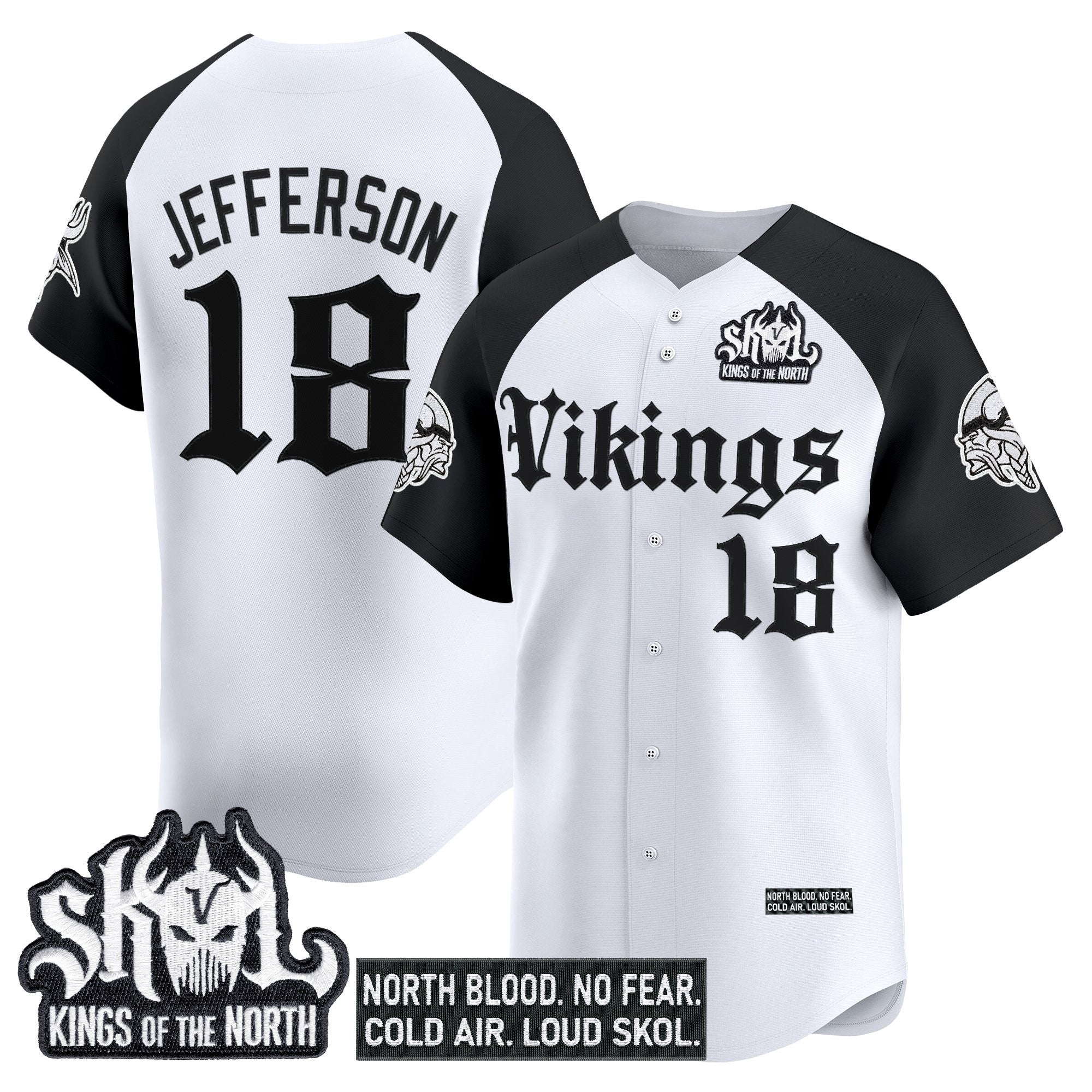 Men's Minnesota Vikings 'Gothic Norseblood Edition' Vapor Baseball Jersey - All Stitched
