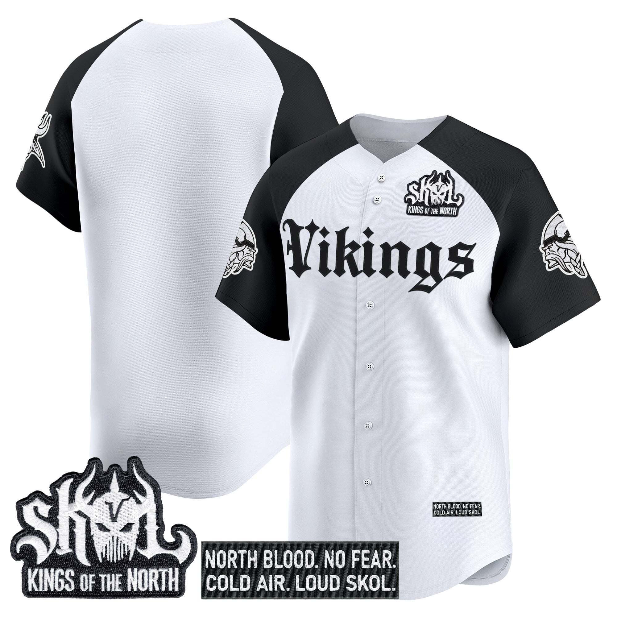 Men's Minnesota Vikings 'Gothic Norseblood Edition' Vapor Baseball Jersey - All Stitched