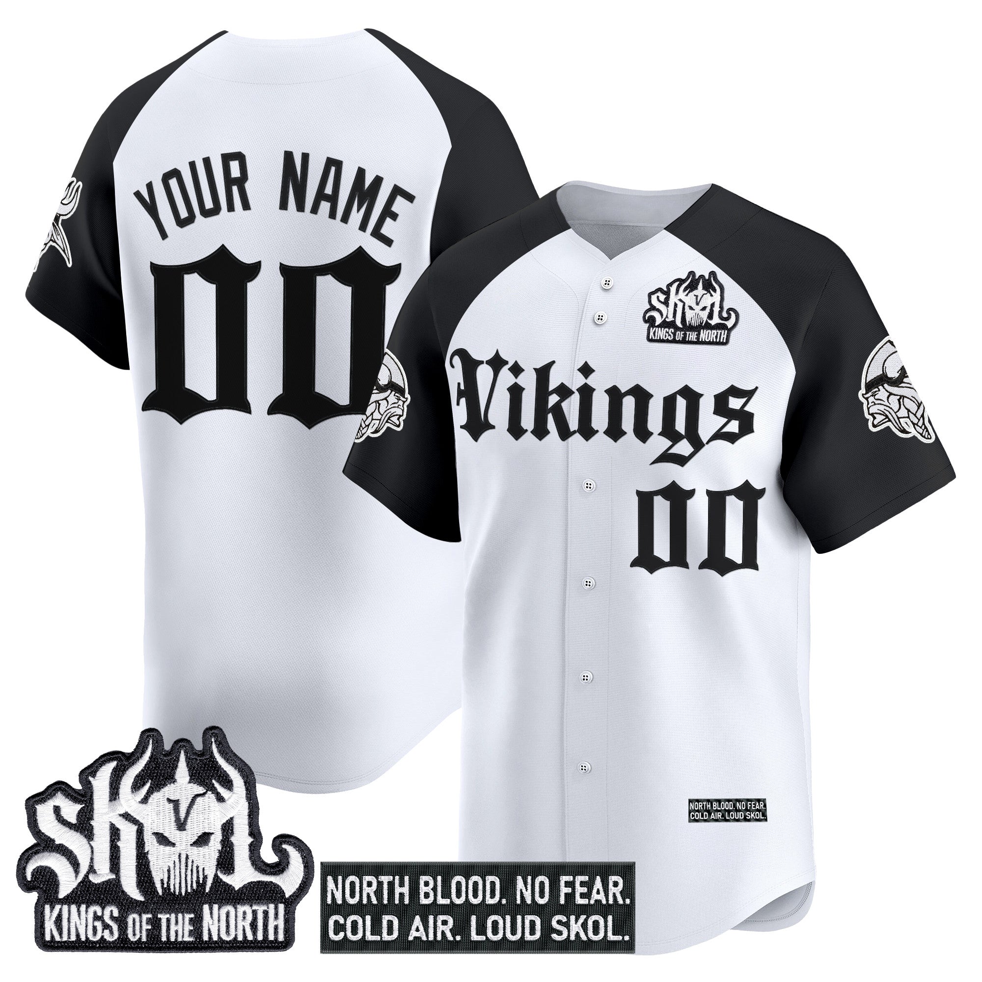 Minnesota Vikings 'Gothic Norseblood Edition' Vapor Baseball Custom Jersey - All Stitched