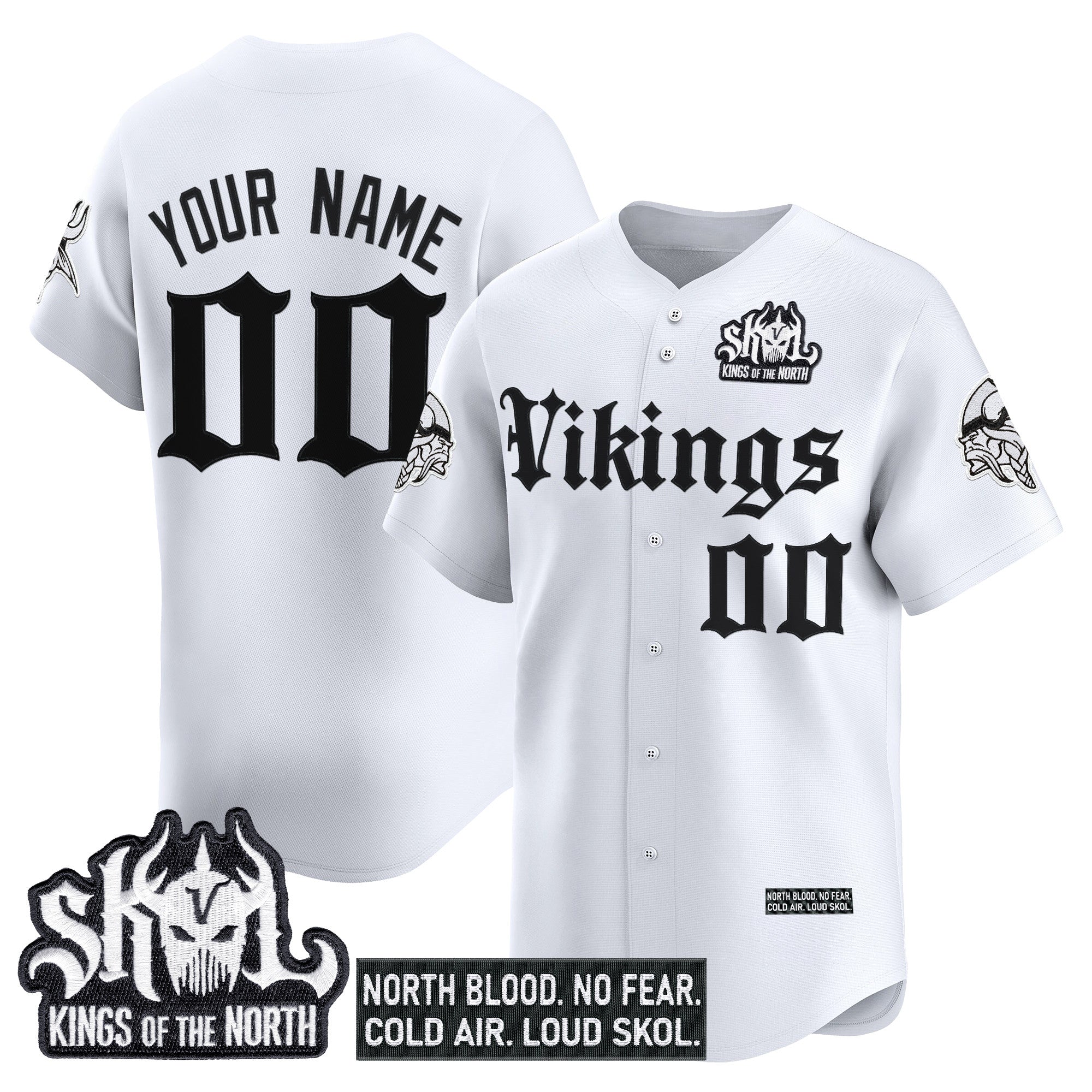 Minnesota Vikings 'Gothic Norseblood Edition' Vapor Baseball Custom Jersey - All Stitched