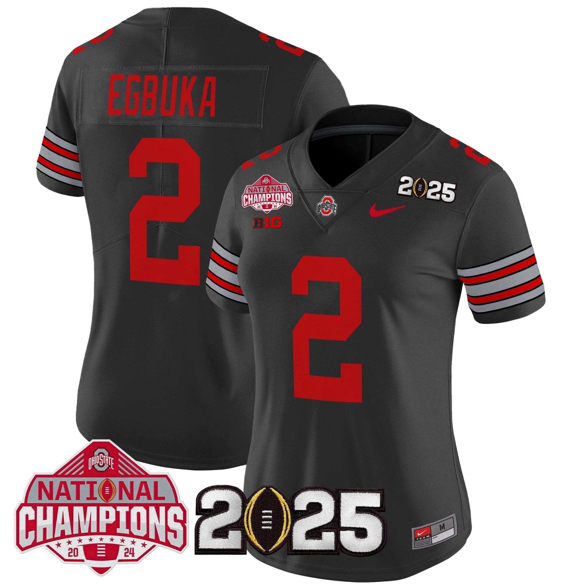 Women's Ohio State Buckeyes 'Heritage Stripe' 2025 National Champions Patch Vapor Limited Jersey - All Stitched