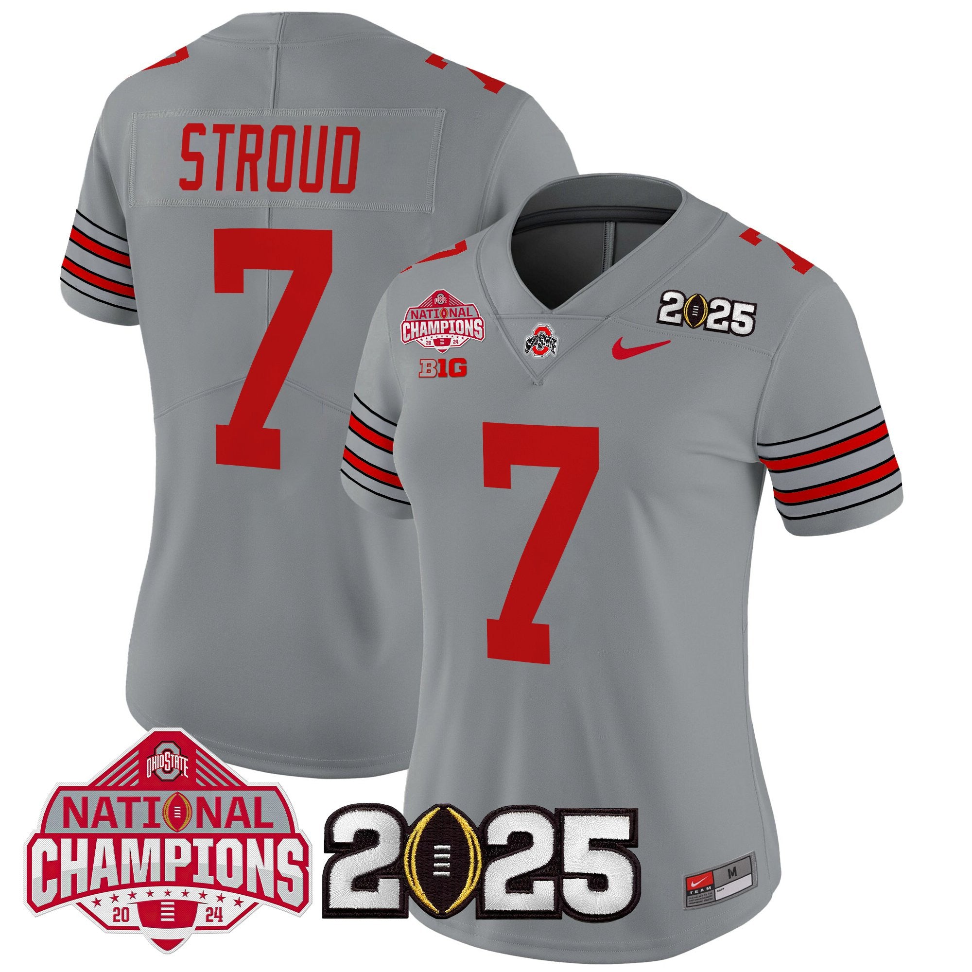 Women's Ohio State Buckeyes 'Heritage Stripe' 2025 National Champions Patch Vapor Limited Jersey - All Stitched