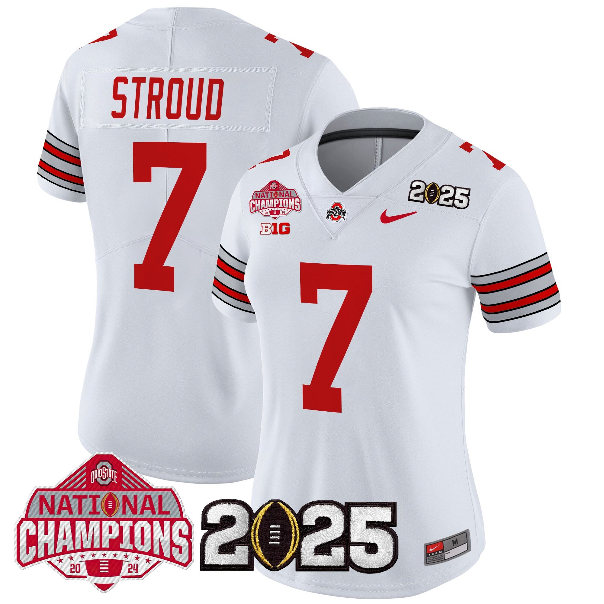 Women's Ohio State Buckeyes 'Heritage Stripe' 2025 National Champions Patch Vapor Limited Jersey - All Stitched