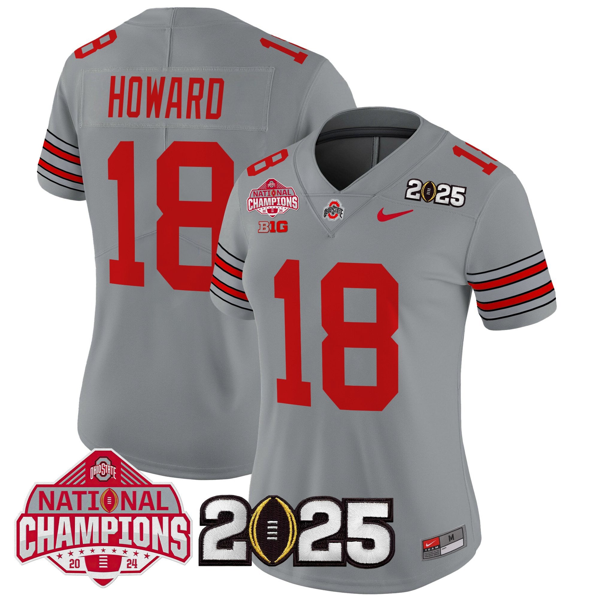 Women's Ohio State Buckeyes 'Heritage Stripe' 2025 National Champions Patch Vapor Limited Jersey - All Stitched