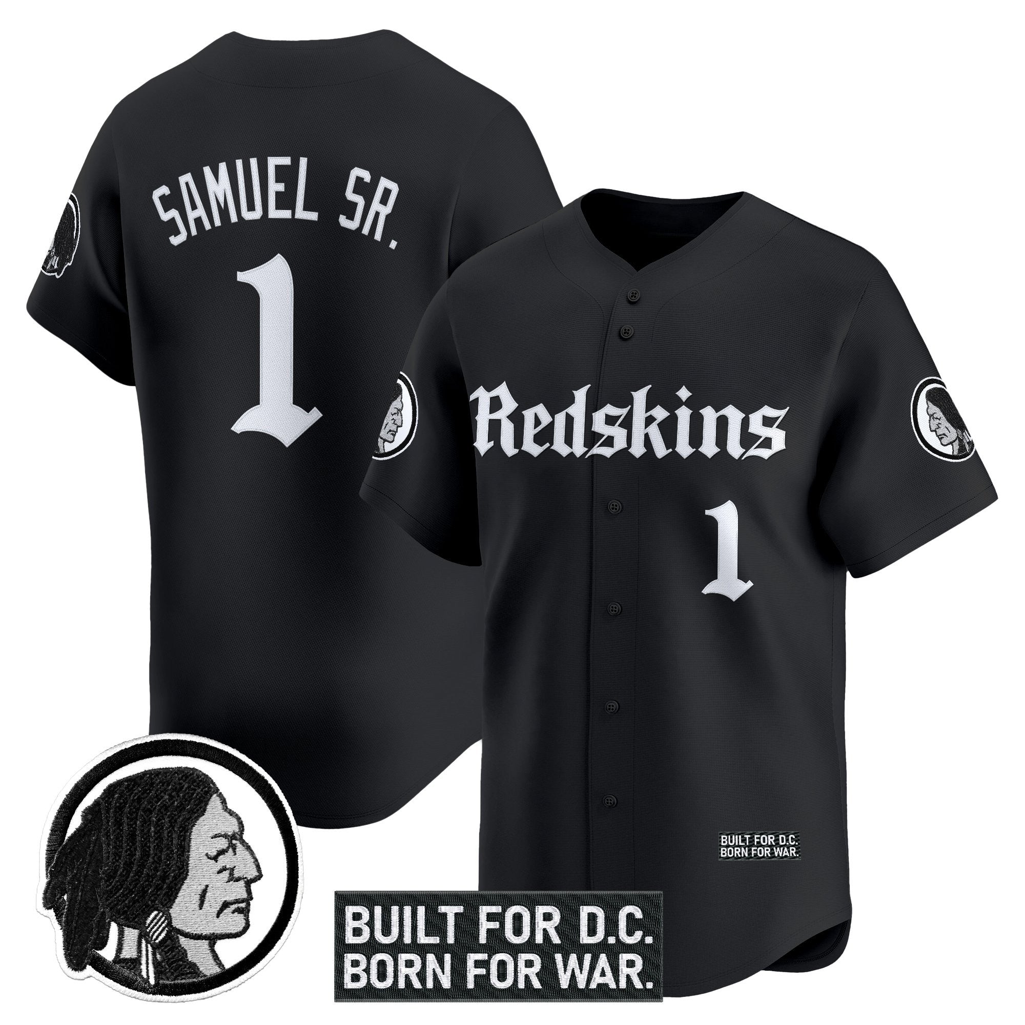 Men's Washington Redskins 'Gothic Capital Edition' Vapor Baseball Jersey - All Stitched