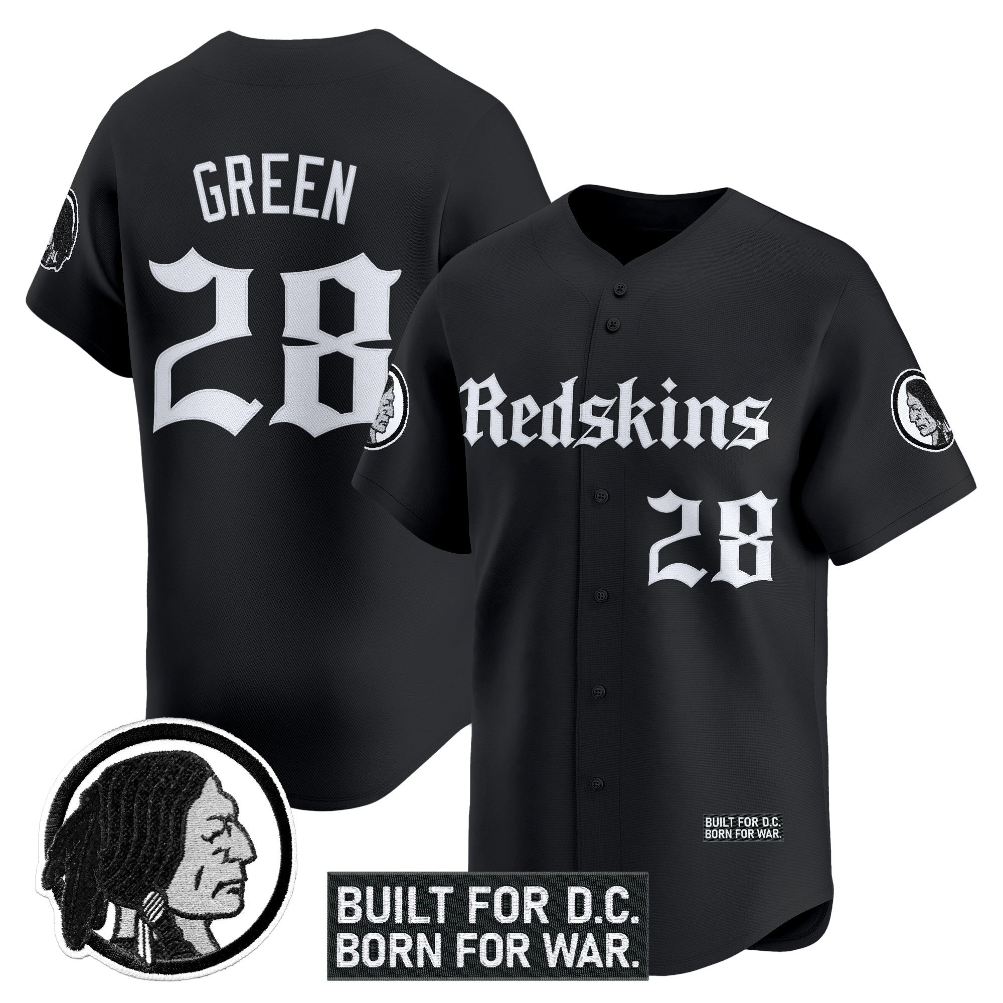 Men's Washington Redskins 'Gothic Capital Edition' Vapor Baseball Jersey - All Stitched