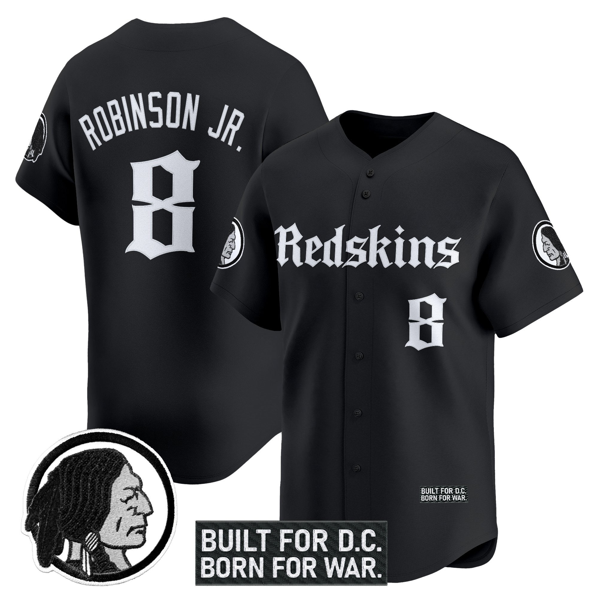 Men's Washington Redskins 'Gothic Capital Edition' Vapor Baseball Jersey - All Stitched