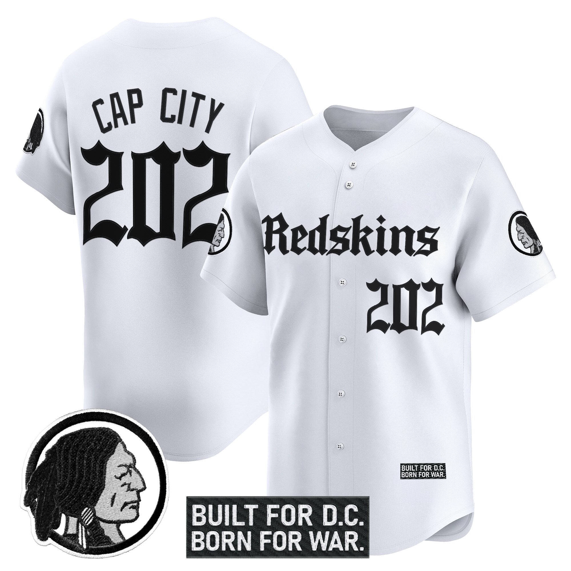 Men's Washington Redskins 'Gothic Capital Edition' Vapor Baseball Jersey - All Stitched