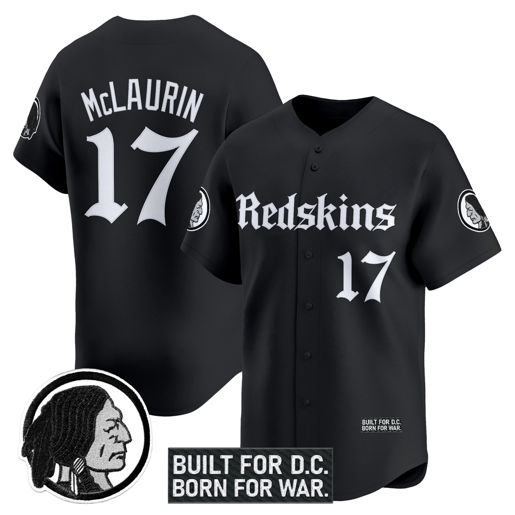 Men's Washington Redskins 'Gothic Capital Edition' Vapor Baseball Jersey - All Stitched