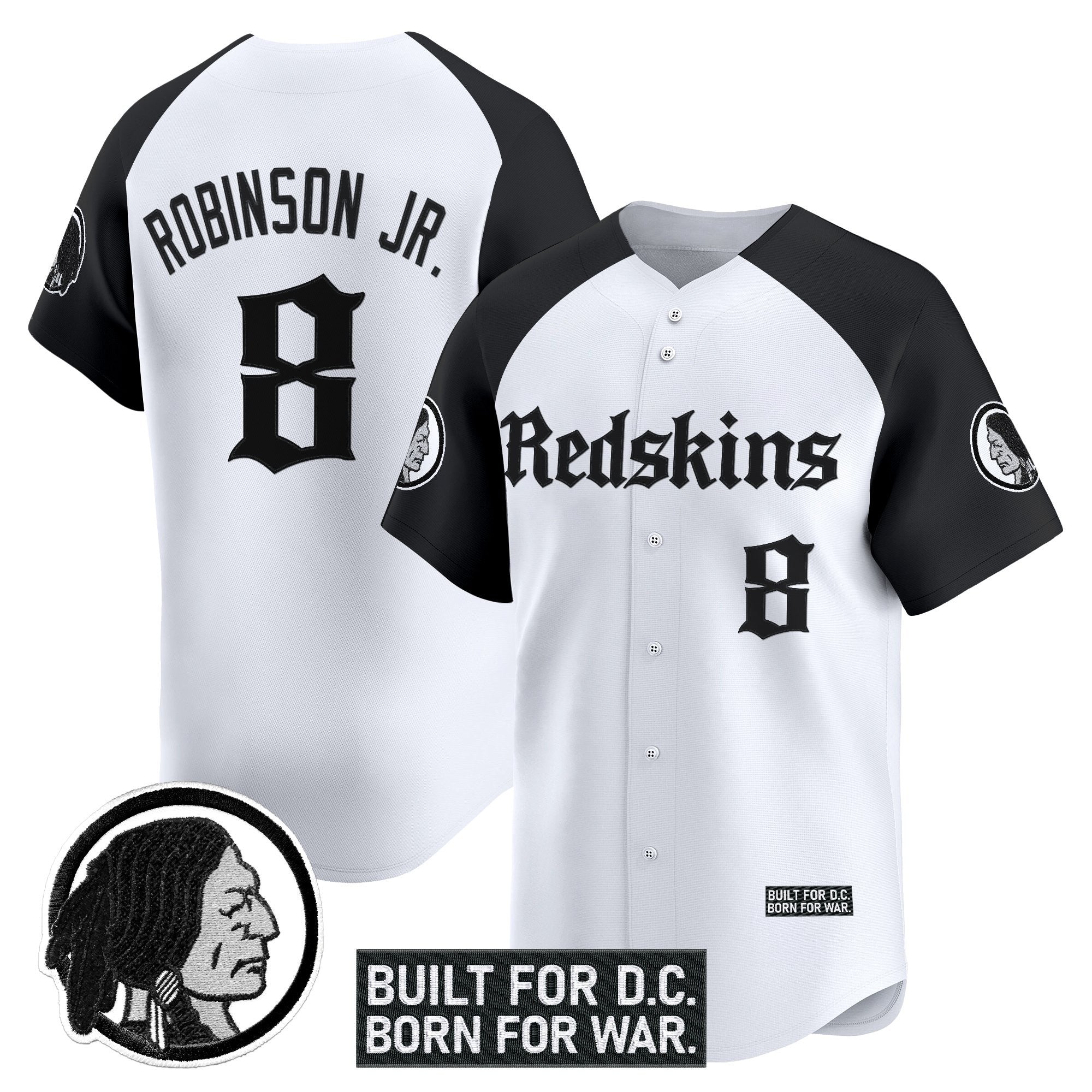 Men's Washington Redskins 'Gothic Capital Edition' Vapor Baseball Jersey - All Stitched