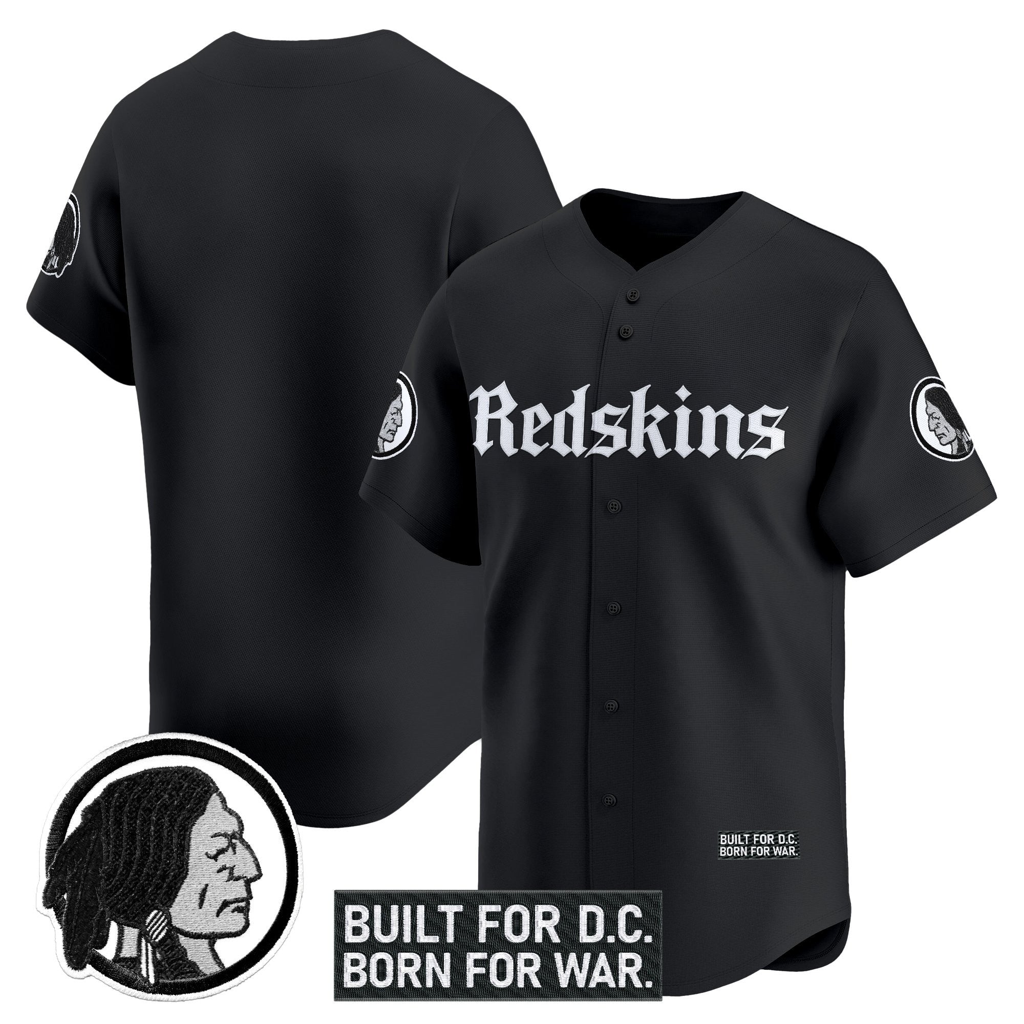 Men's Washington Redskins 'Gothic Capital Edition' Vapor Baseball Jersey - All Stitched