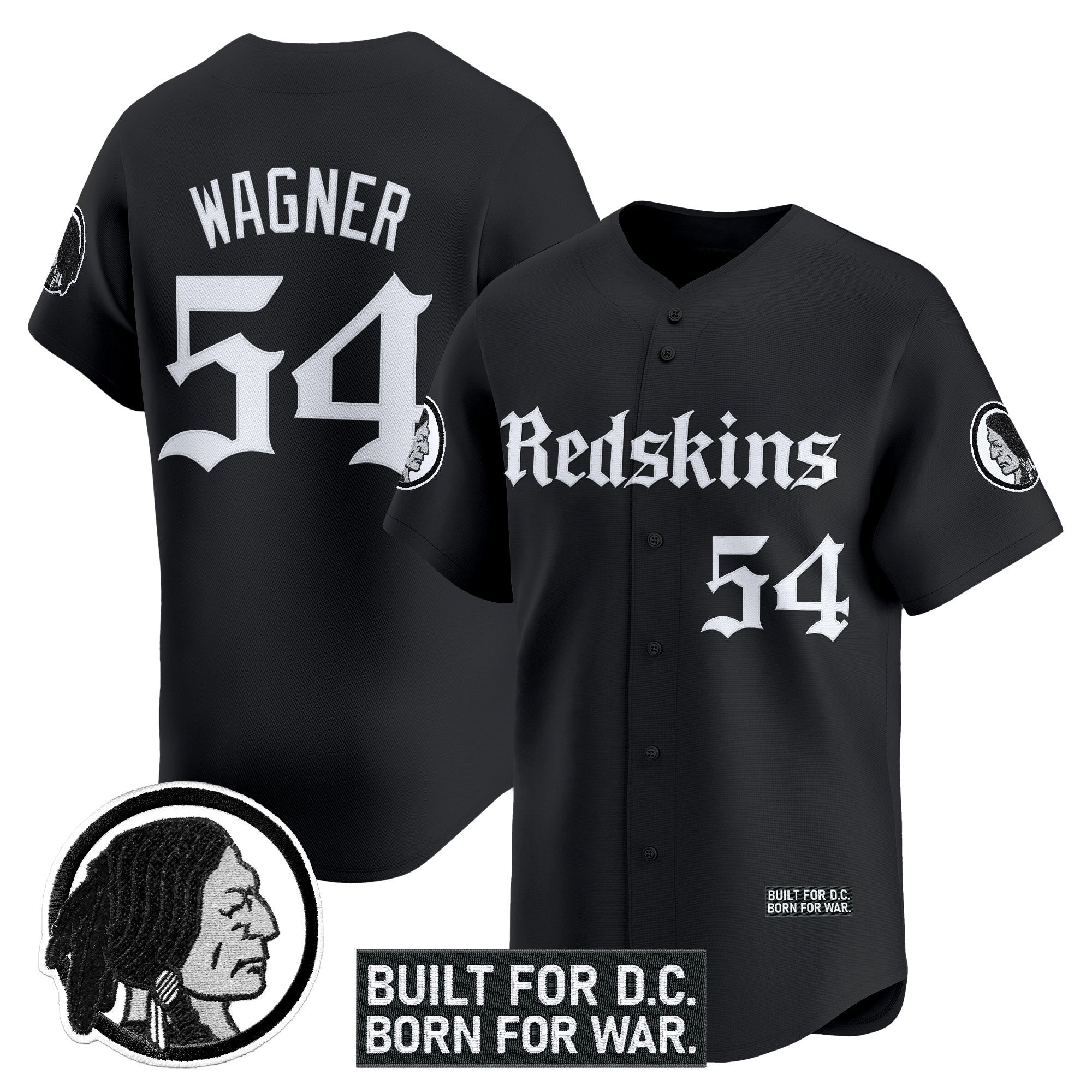 Men's Washington Redskins 'Gothic Capital Edition' Vapor Baseball Jersey - All Stitched