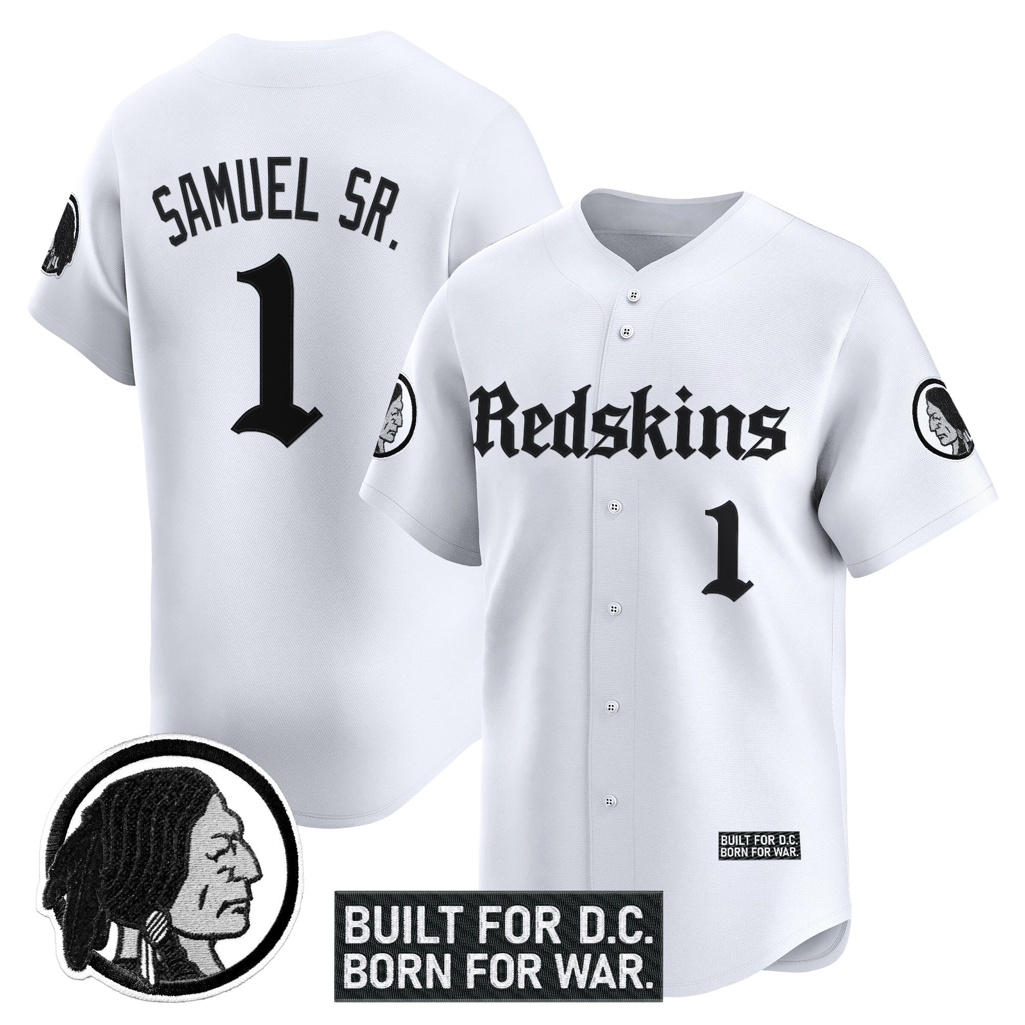 Men's Washington Redskins 'Gothic Capital Edition' Vapor Baseball Jersey - All Stitched