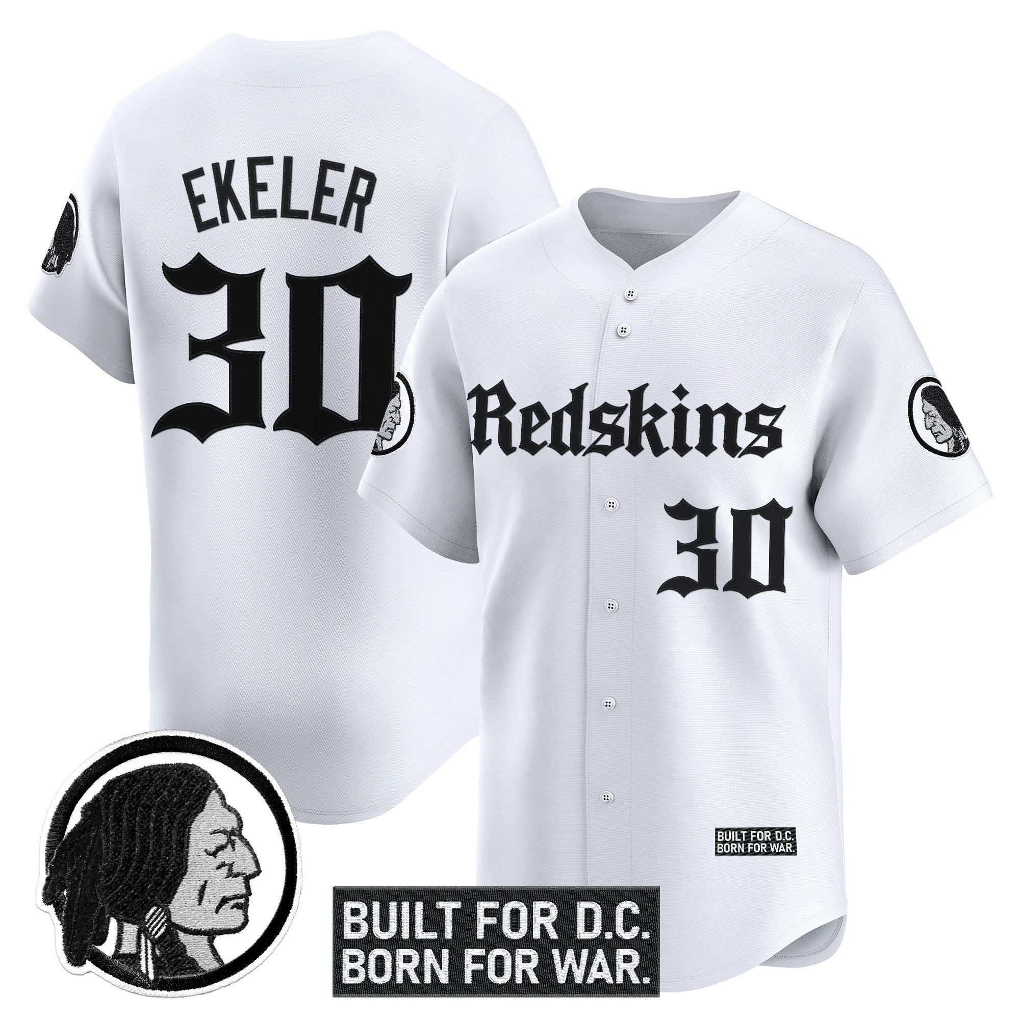 Men's Washington Redskins 'Gothic Capital Edition' Vapor Baseball Jersey - All Stitched