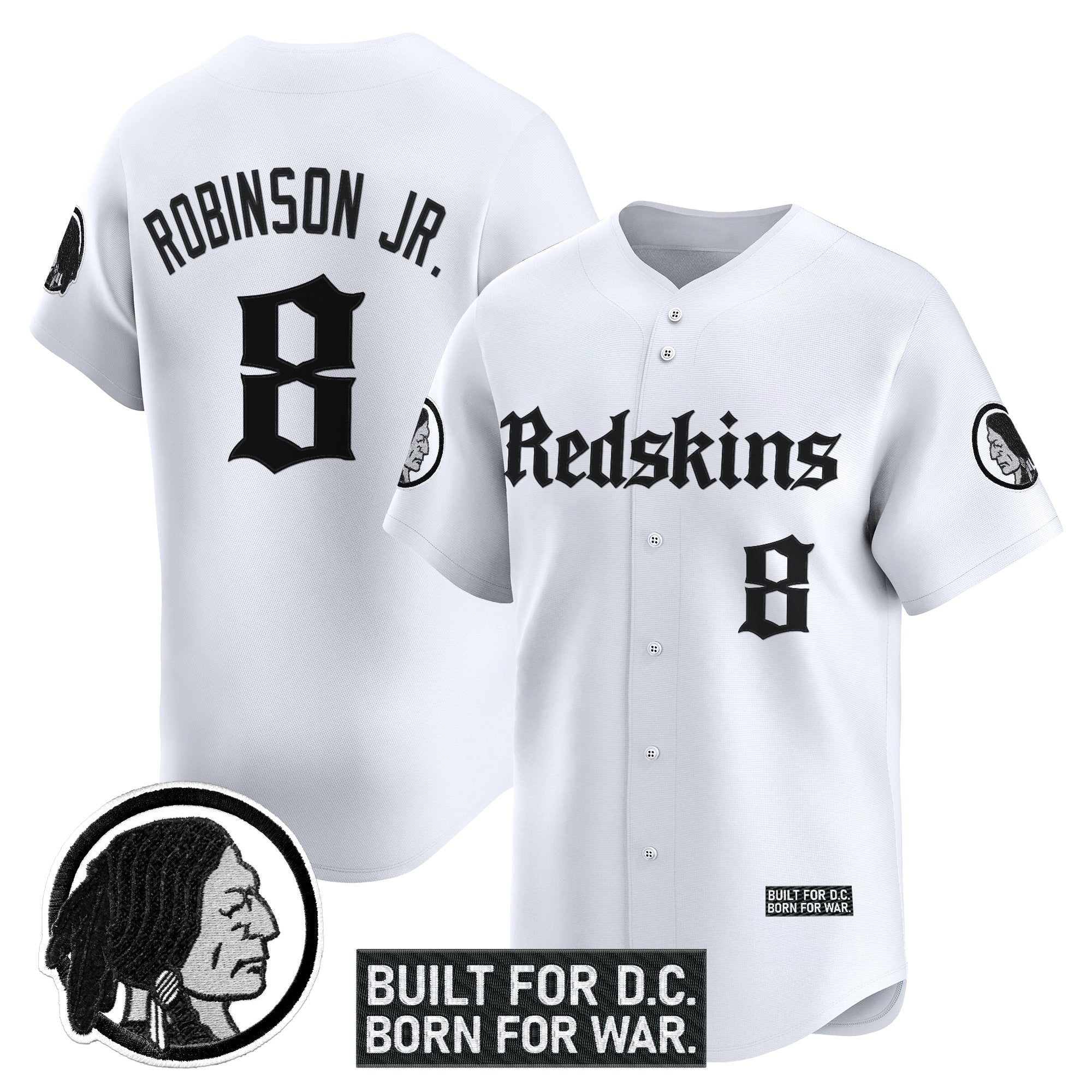 Men's Washington Redskins 'Gothic Capital Edition' Vapor Baseball Jersey - All Stitched