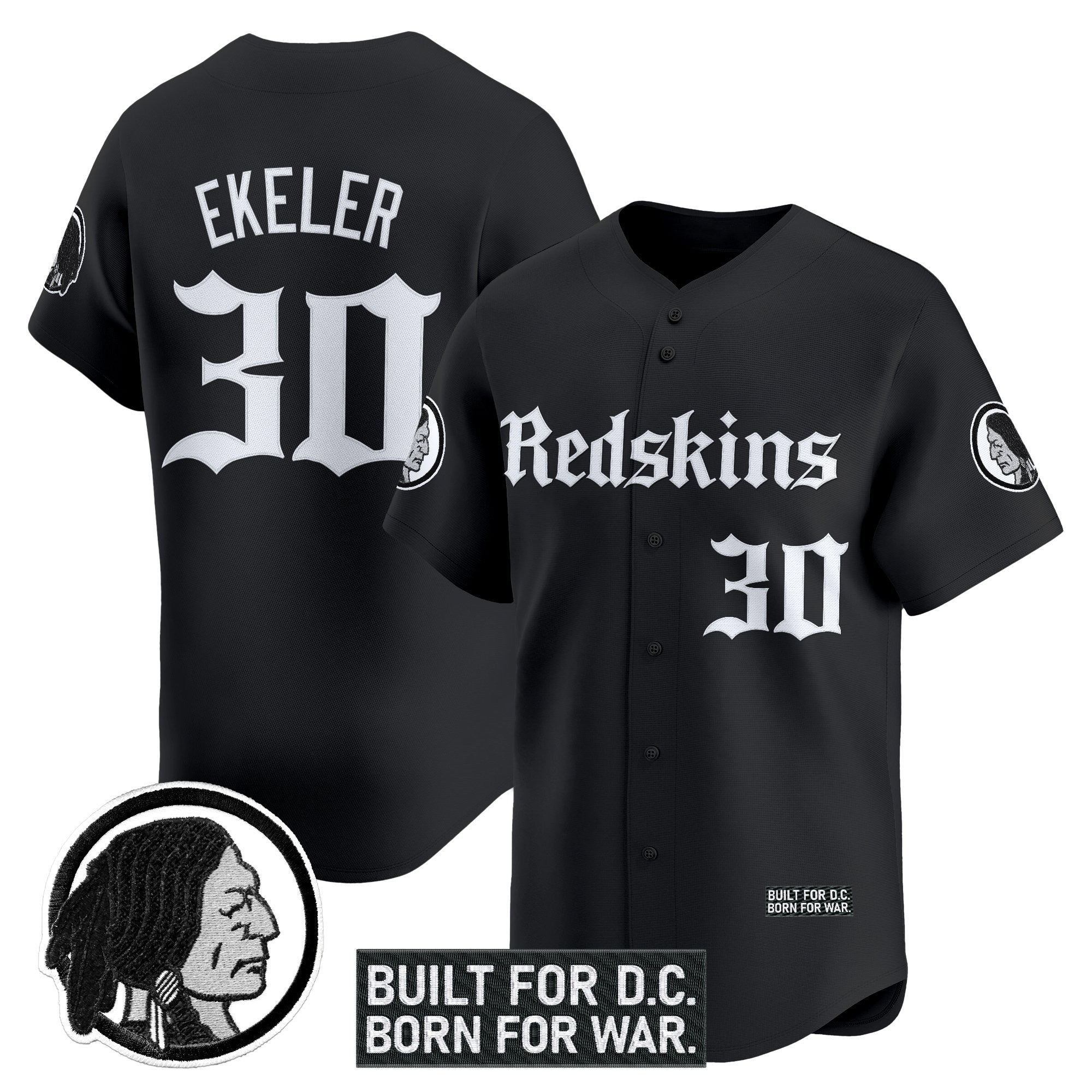 Men's Washington Redskins 'Gothic Capital Edition' Vapor Baseball Jersey - All Stitched